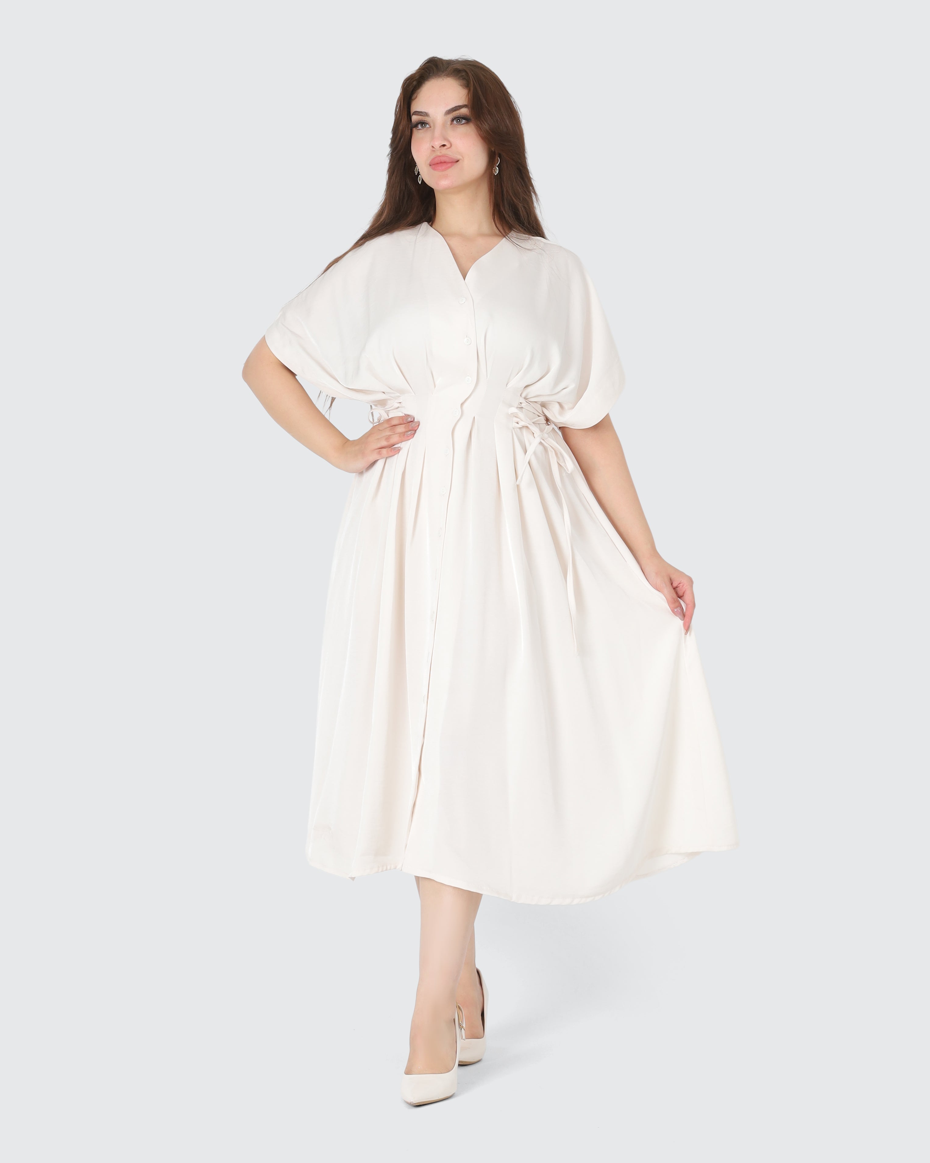 Half Sleeve V-Neck Dress 20527012