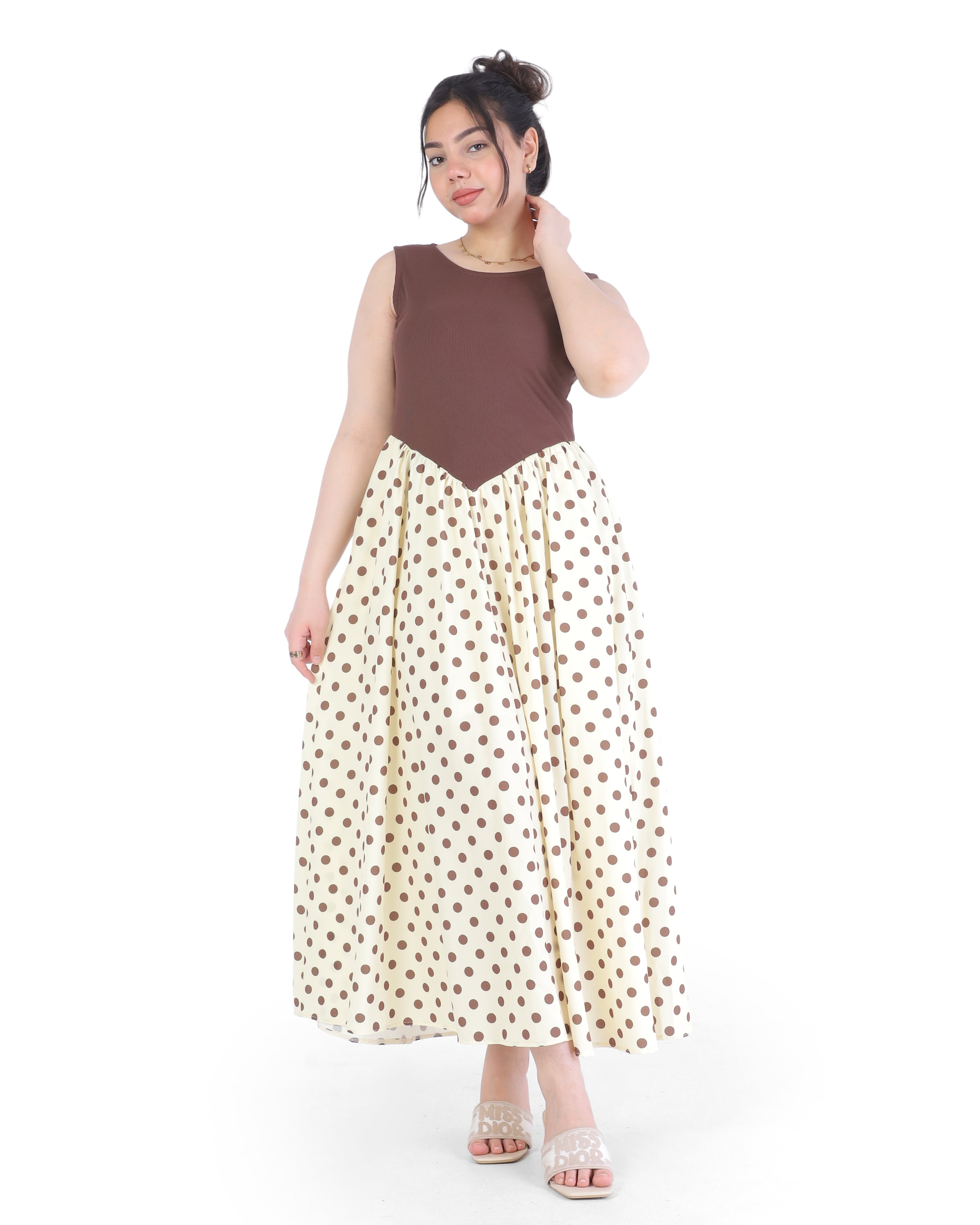 Sleeveless Polka Dot Skirt Dress 20527017