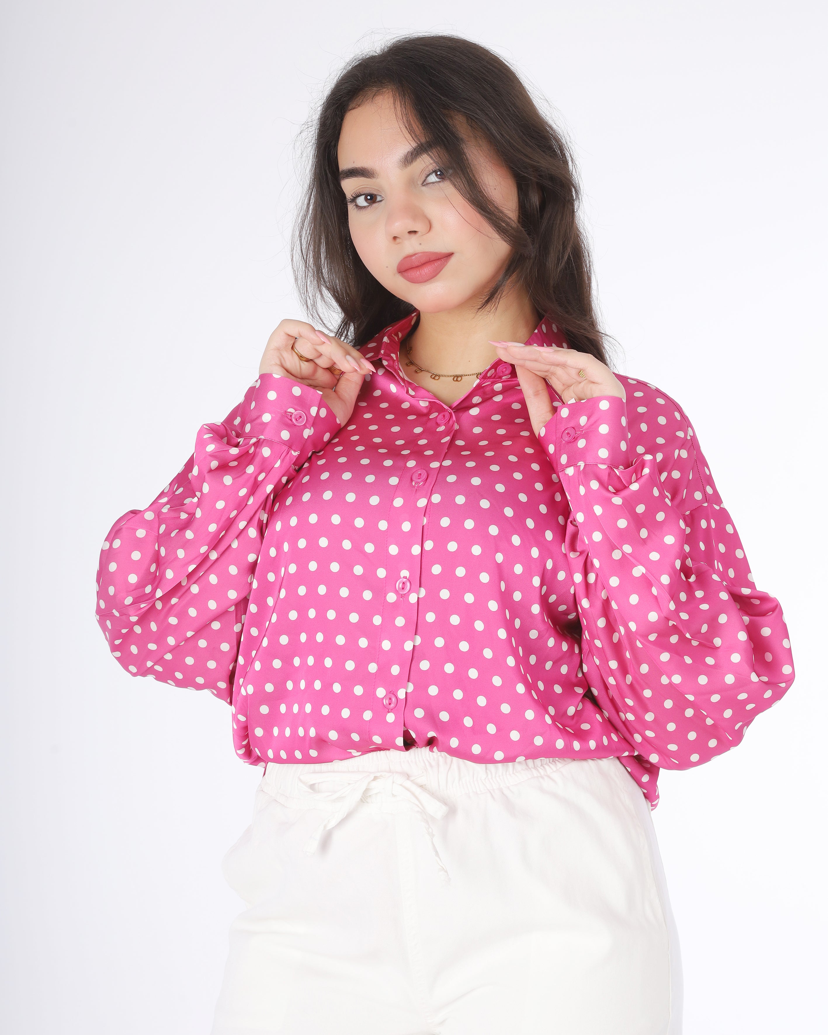 Polka Dot Satin Shirt 20539082