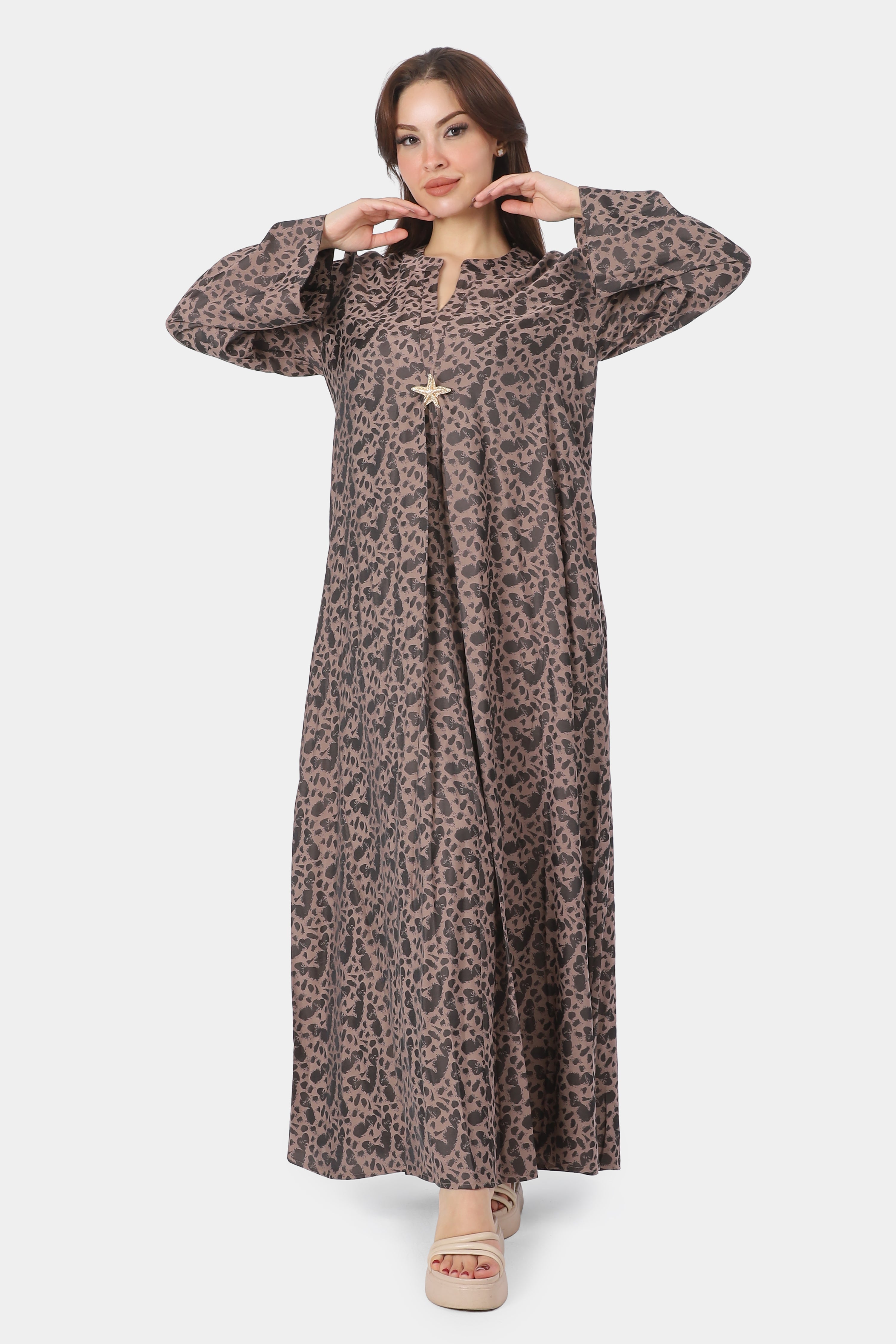 Round Open Neck Abaya Dress 20539156/1