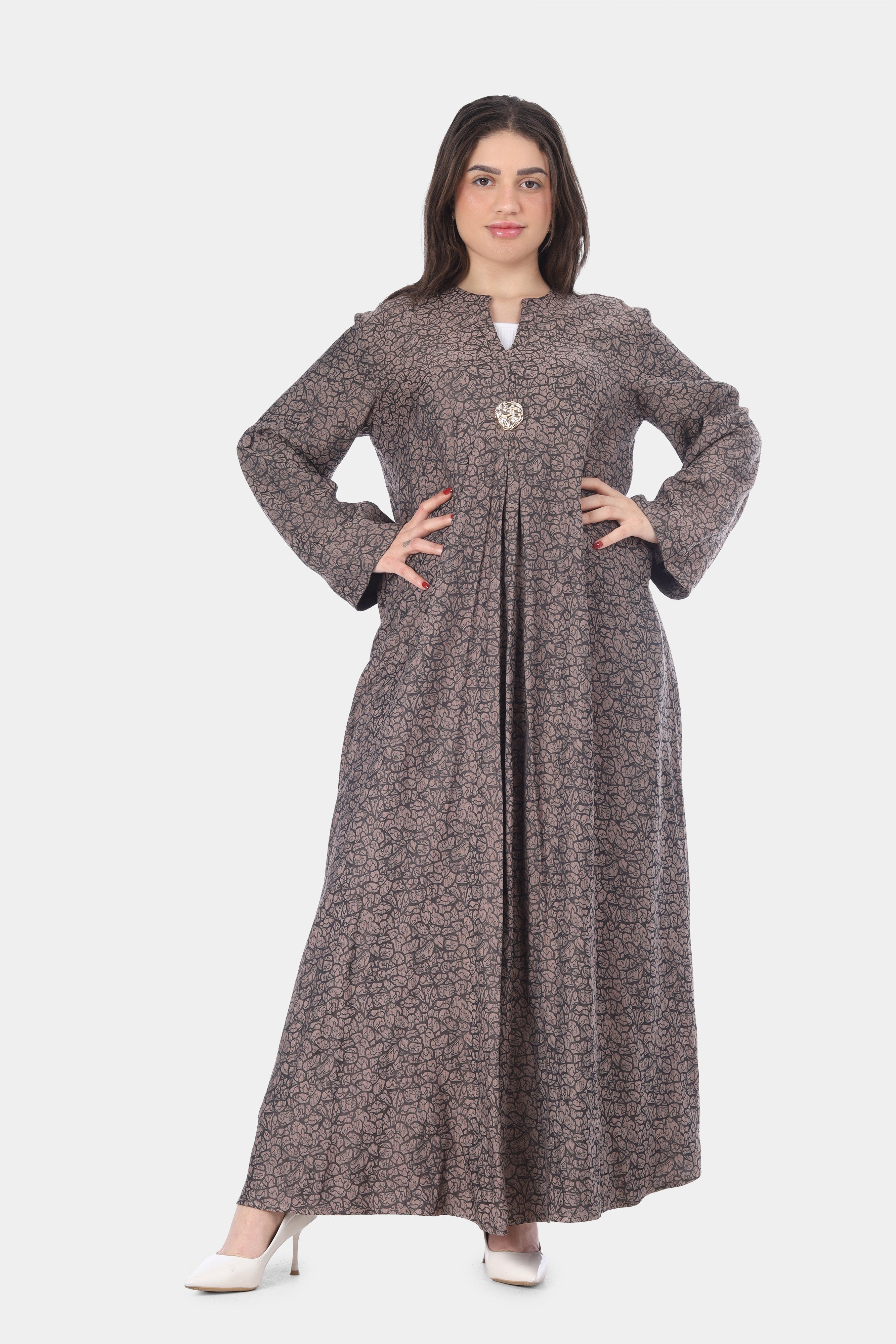 Round Open Neck Abaya Dress 20539156