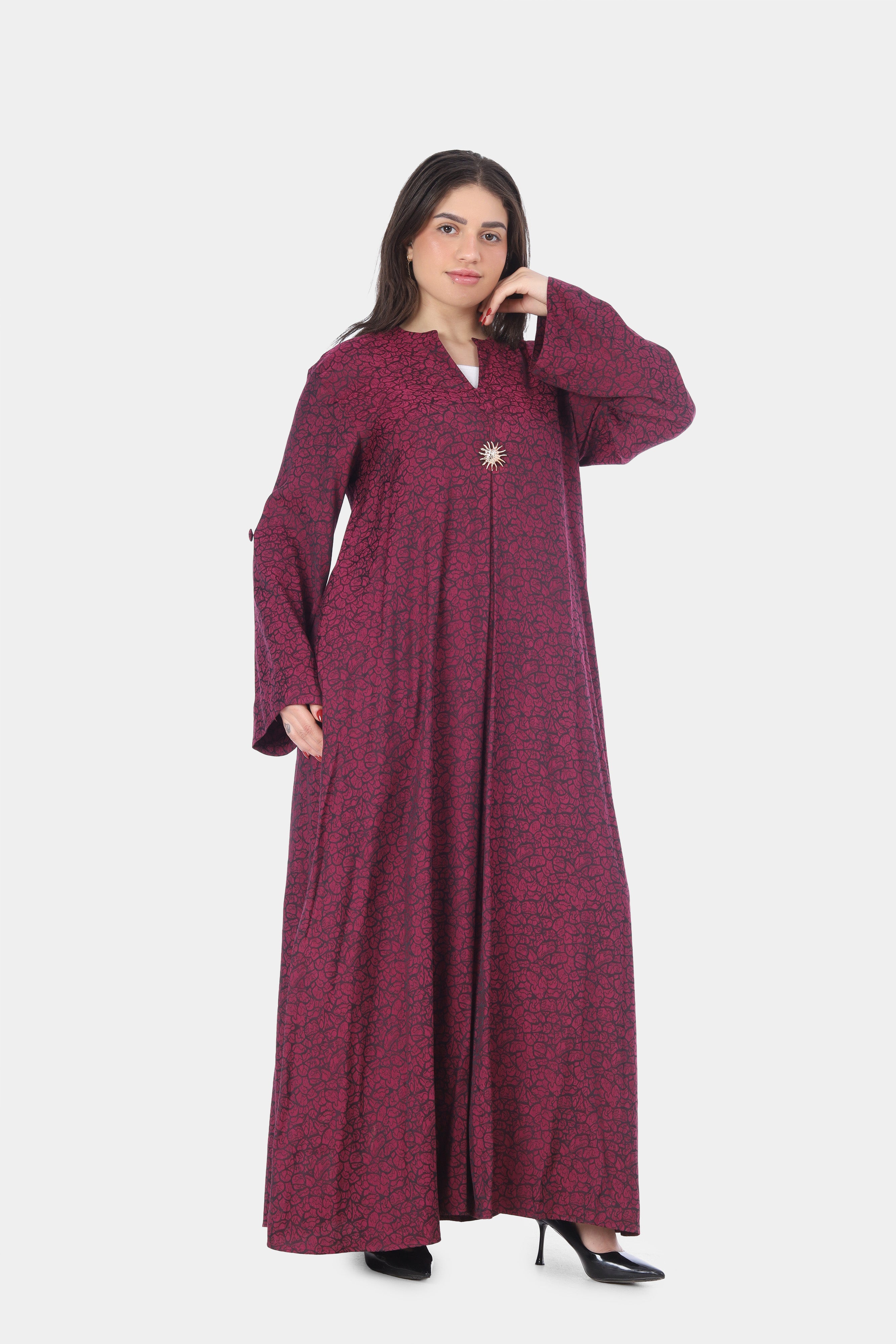 Round Open Neck Abaya Dress 20539156