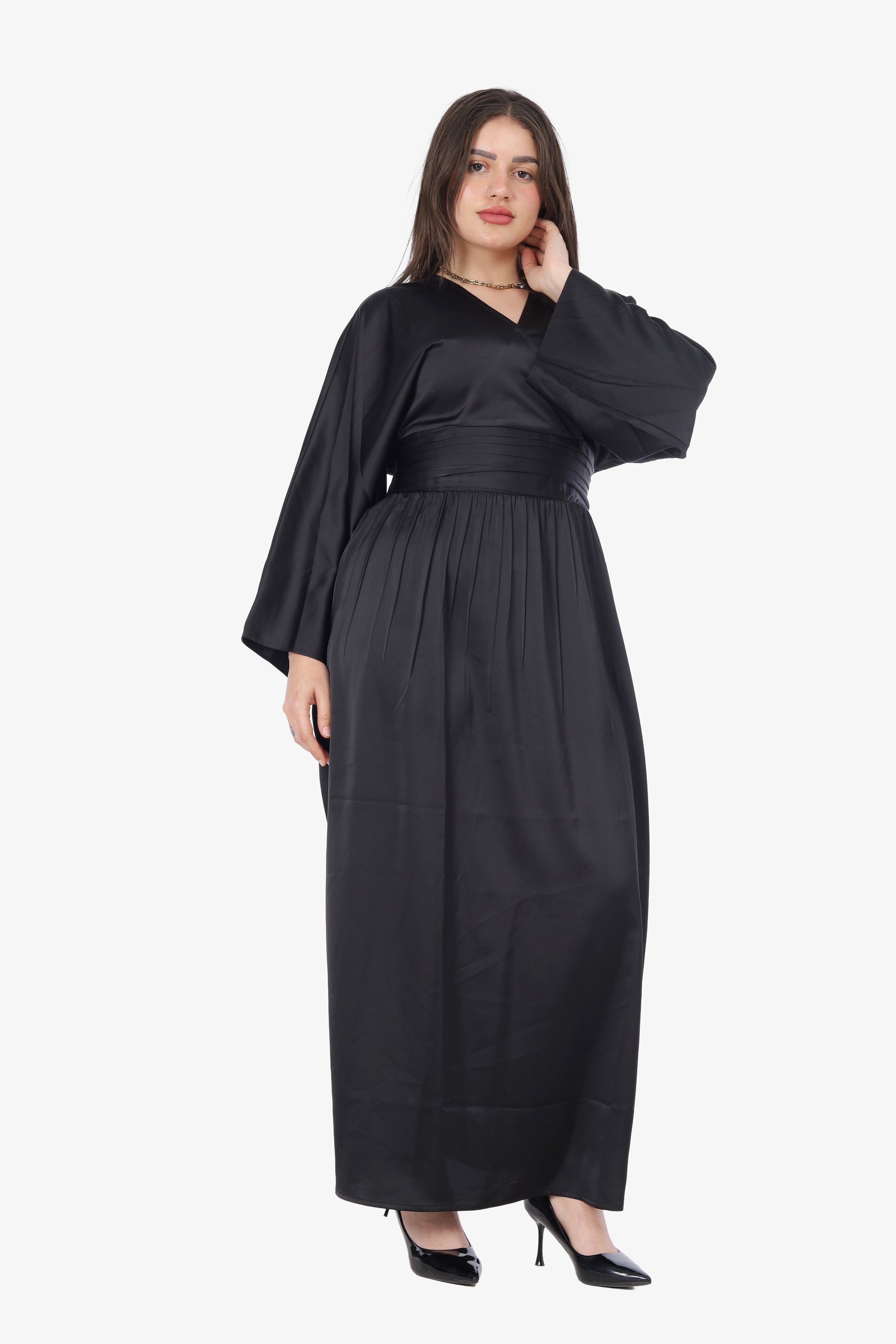 Elegant Satin V-Neck Dress 20539160