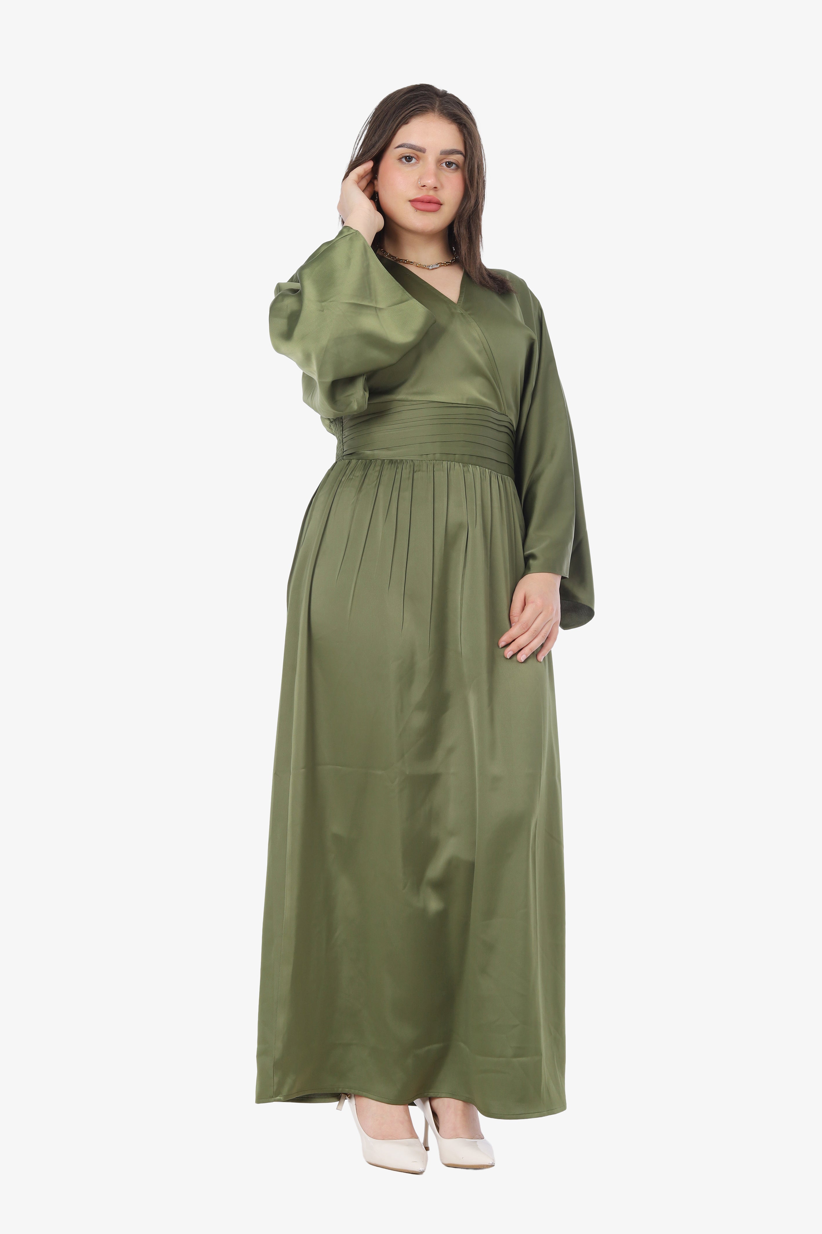 Elegant Satin V-Neck Dress 20539160