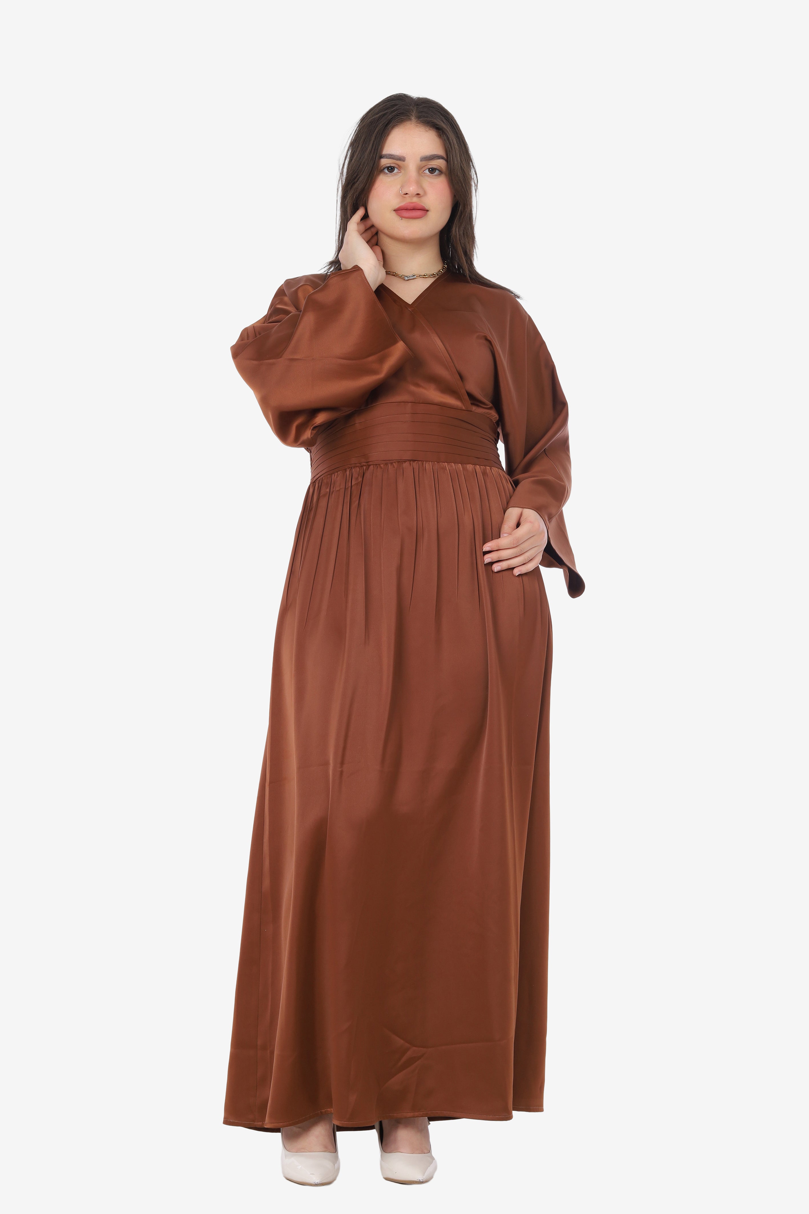Elegant Satin V-Neck Dress 20539160
