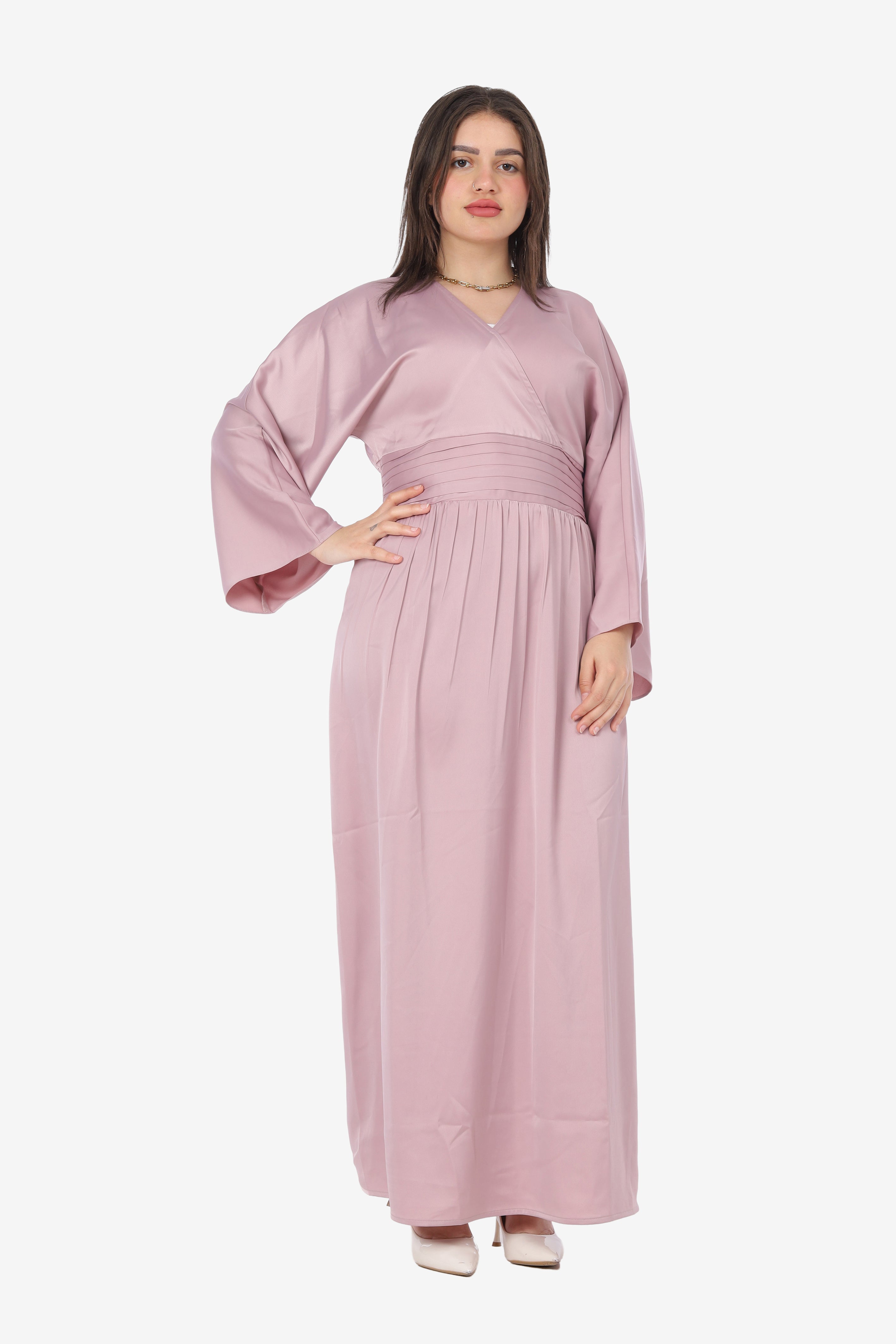 Elegant Satin V-Neck Dress 20539160
