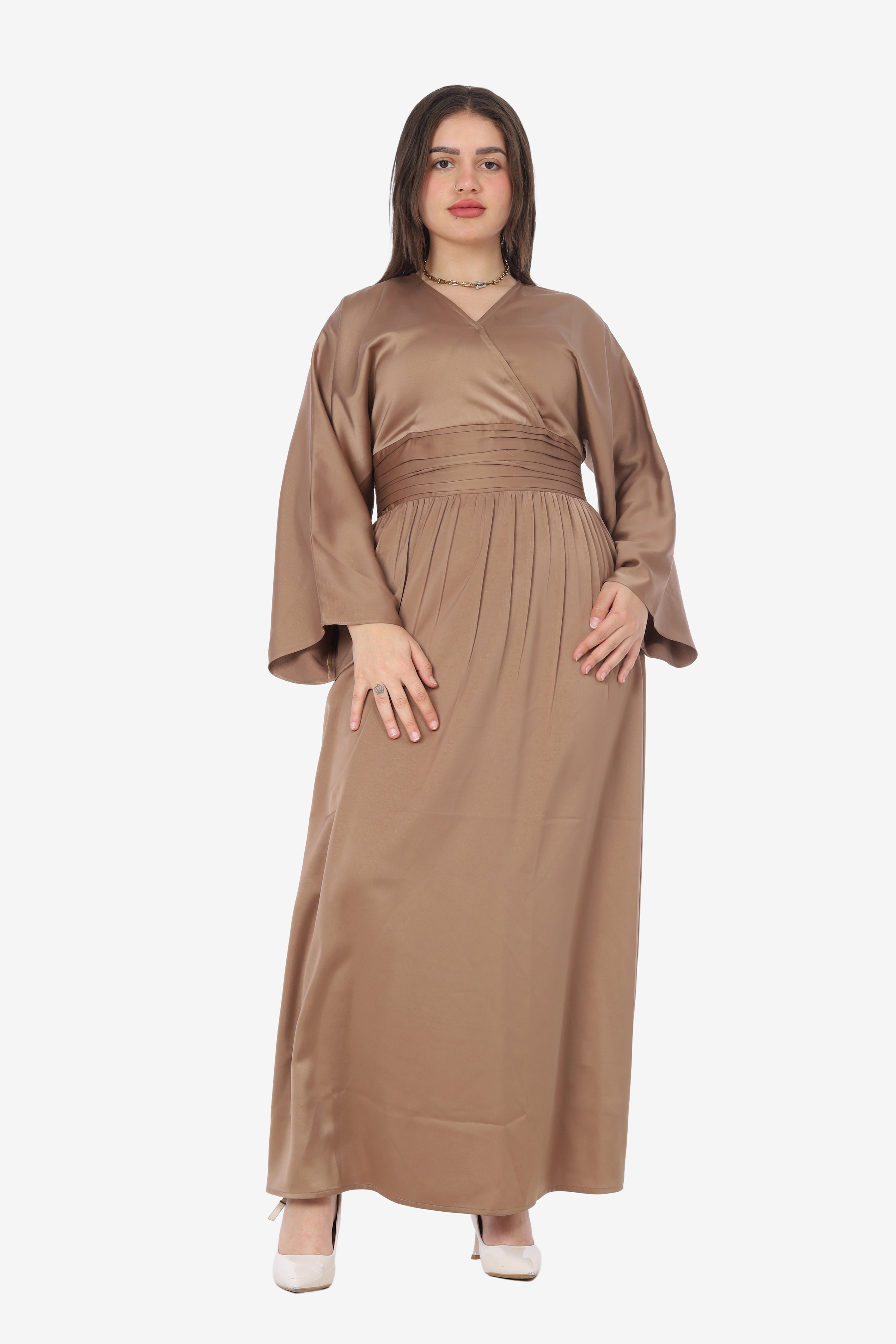 Elegant Satin V-Neck Dress 20539160