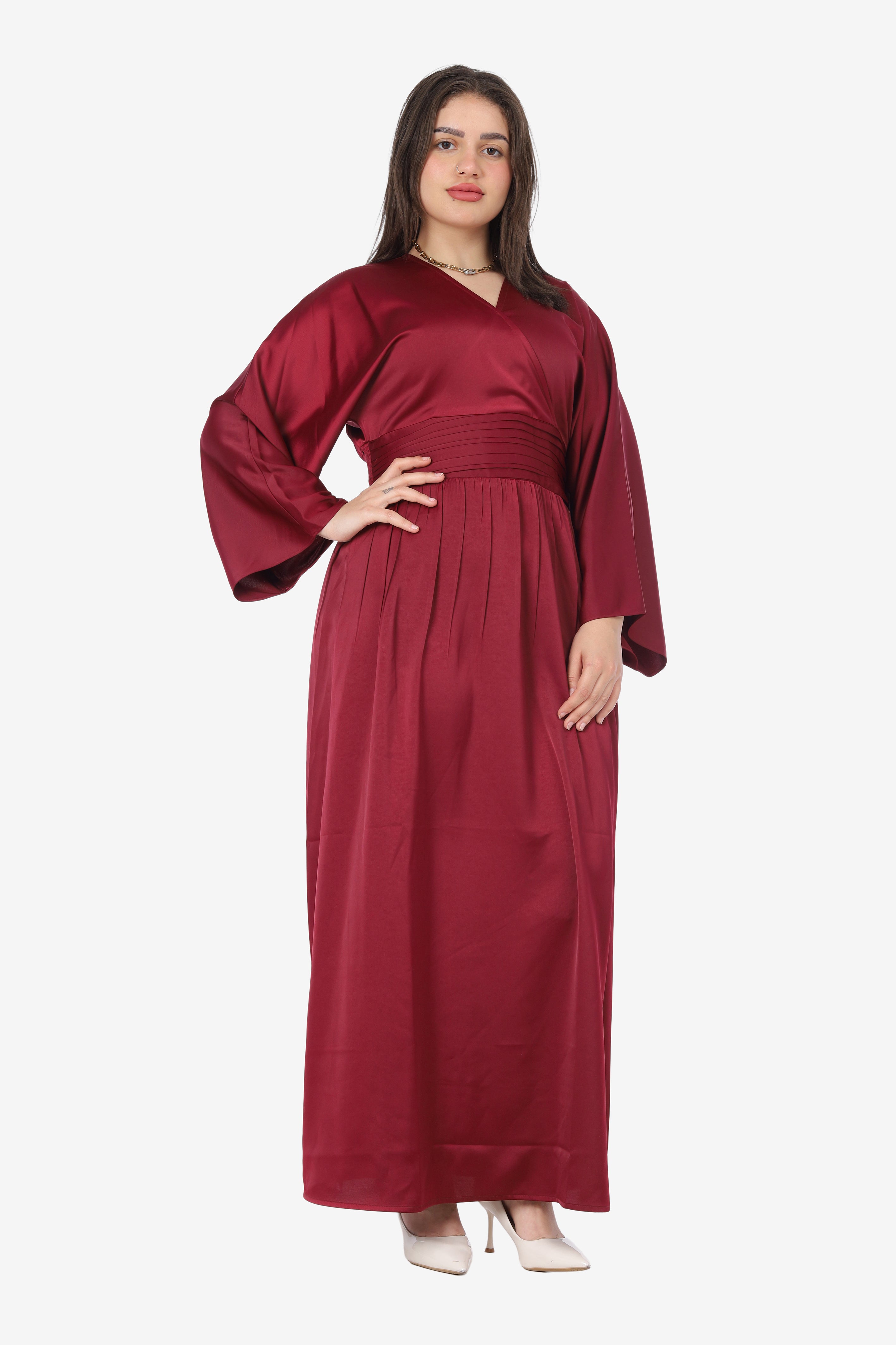 Elegant Satin V-Neck Dress 20539160