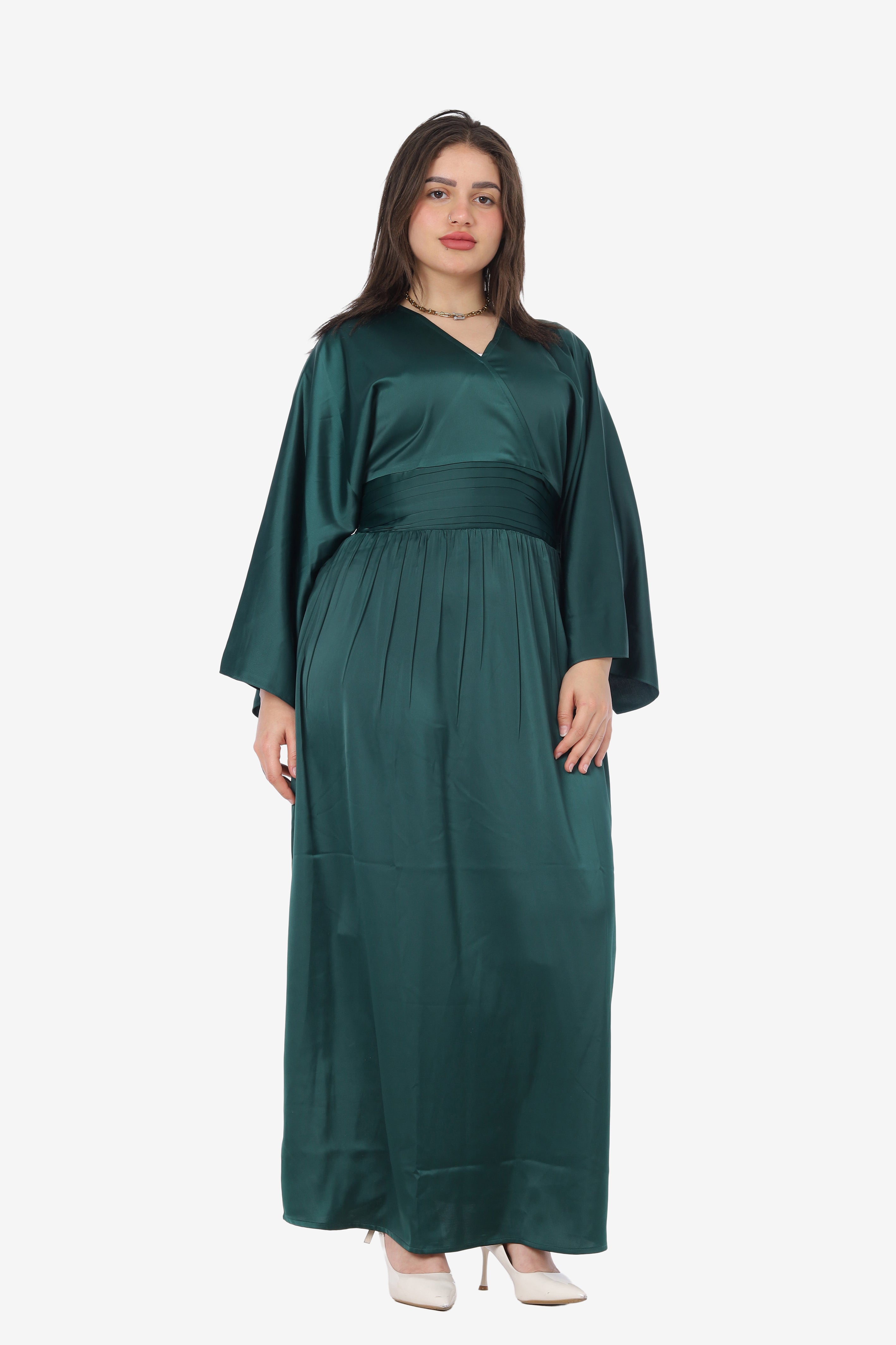 Elegant Satin V-Neck Dress 20539160