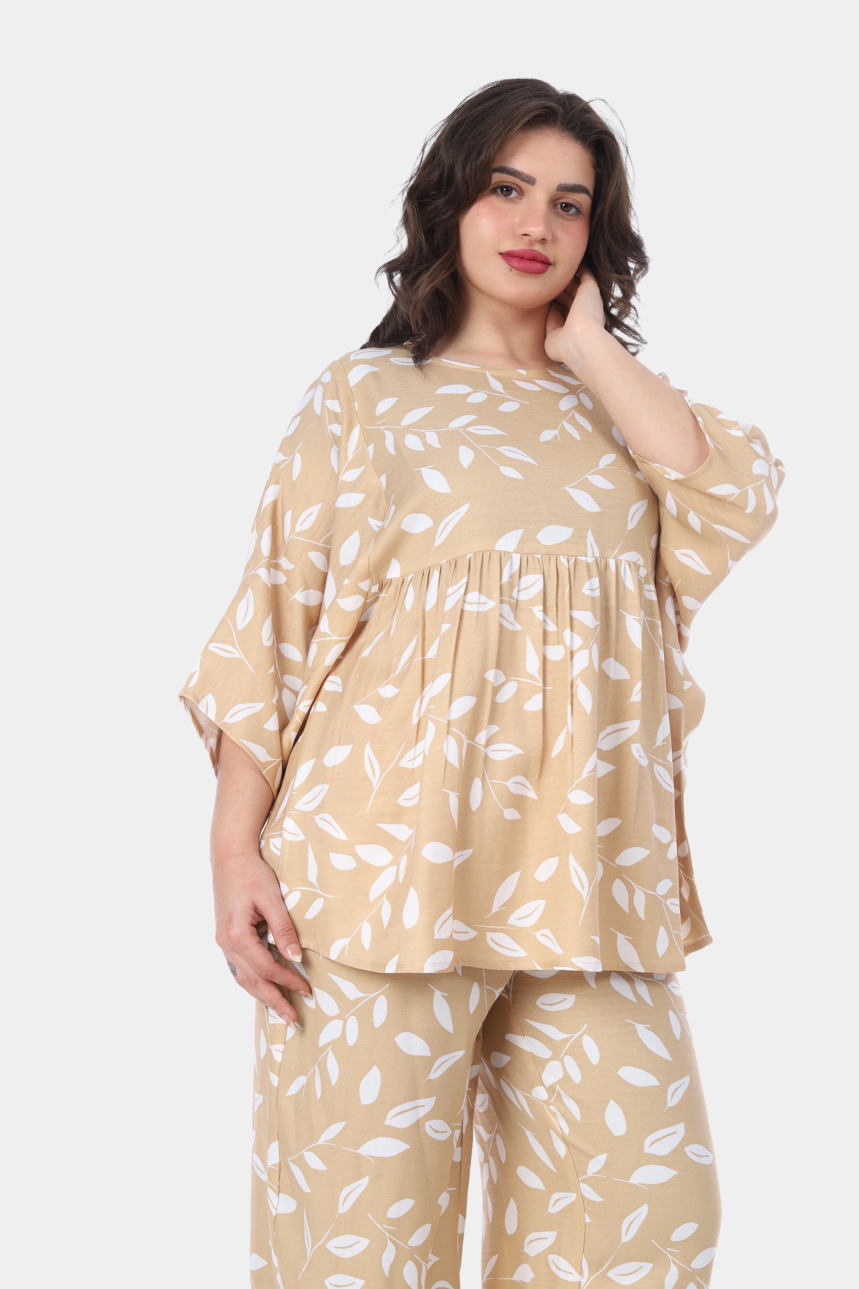 Loose Fit Leaf Print Blouse 20539170