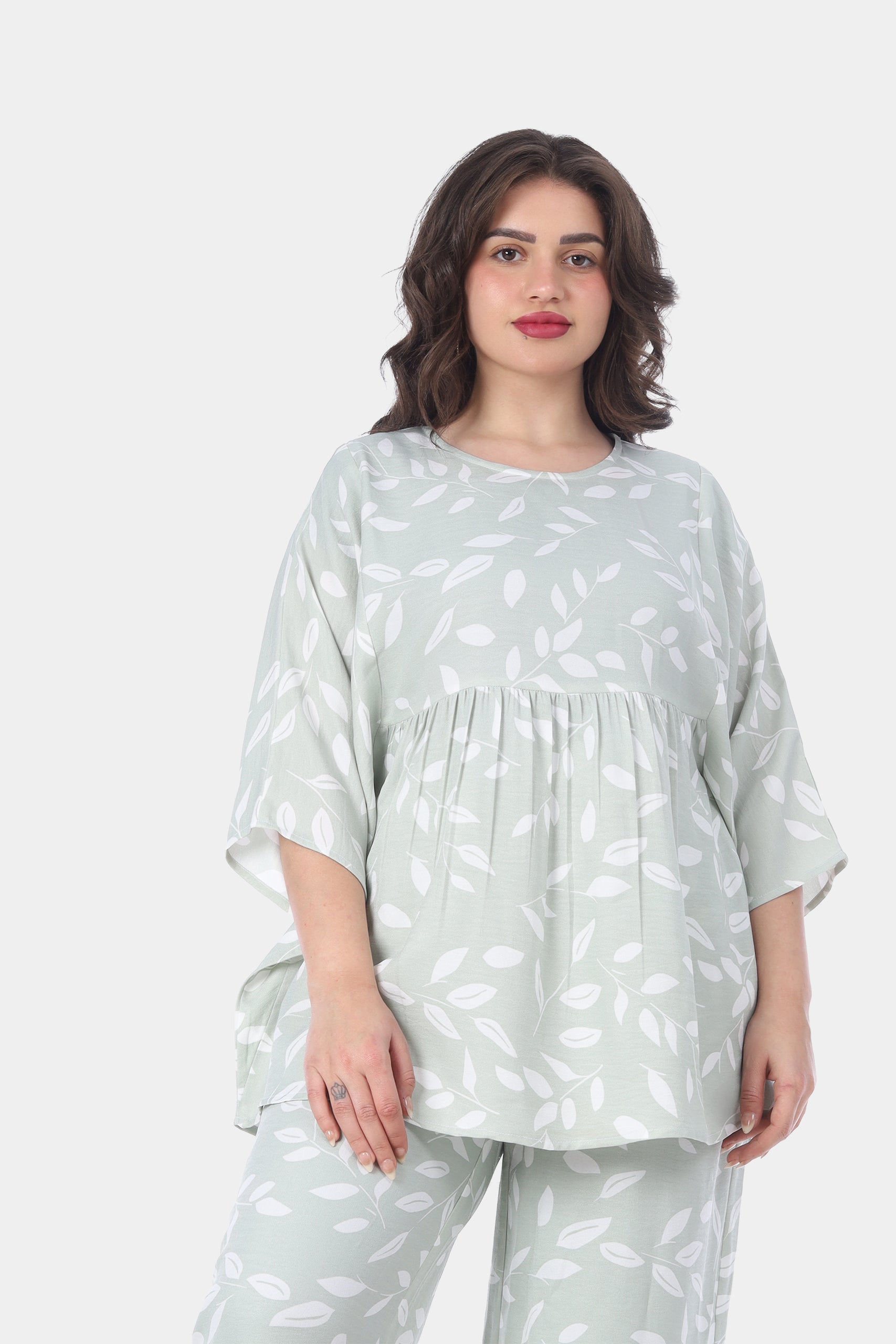 Loose Fit Leaf Print Blouse 20539170
