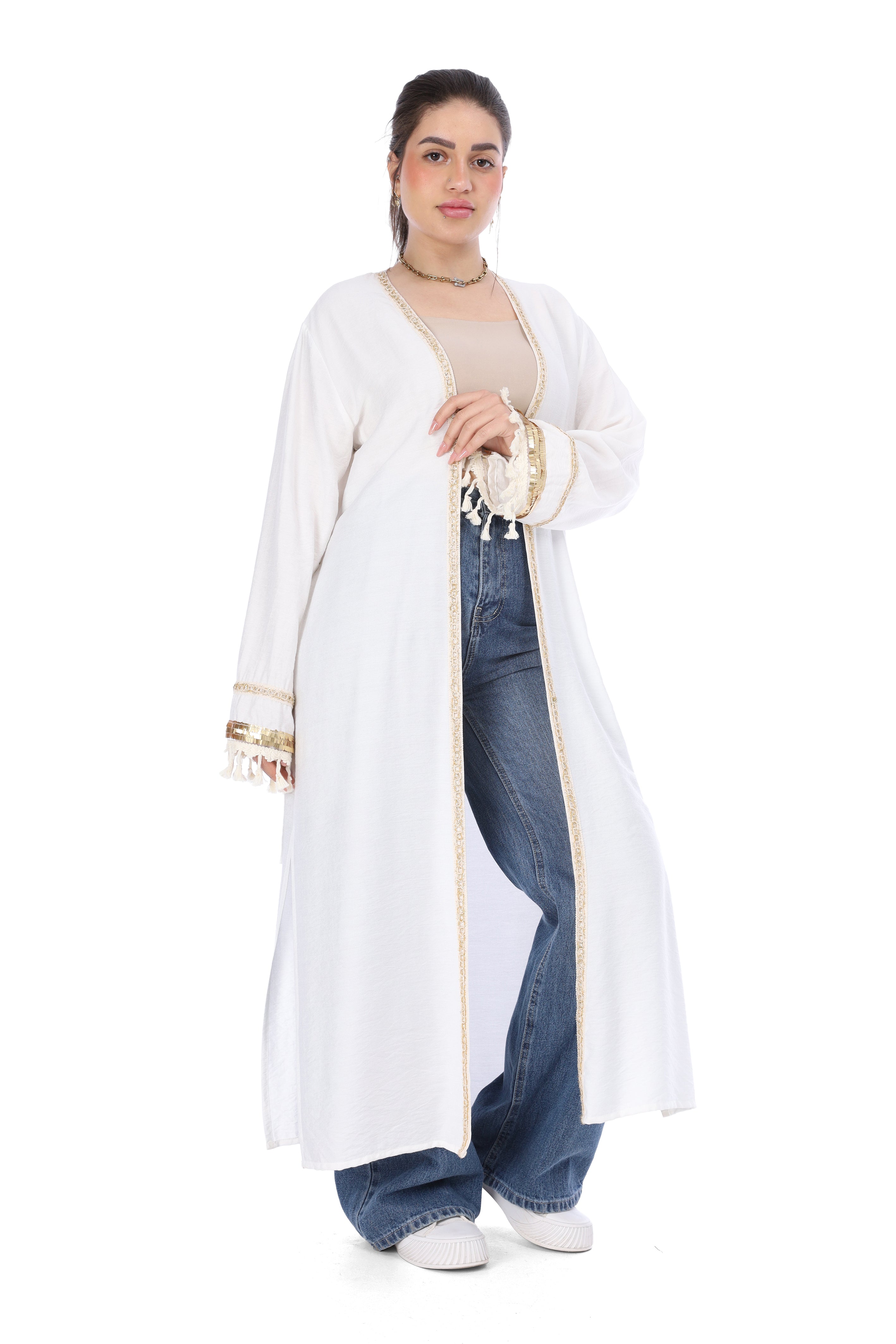 Long Open Cardigan with Belt 20543300
