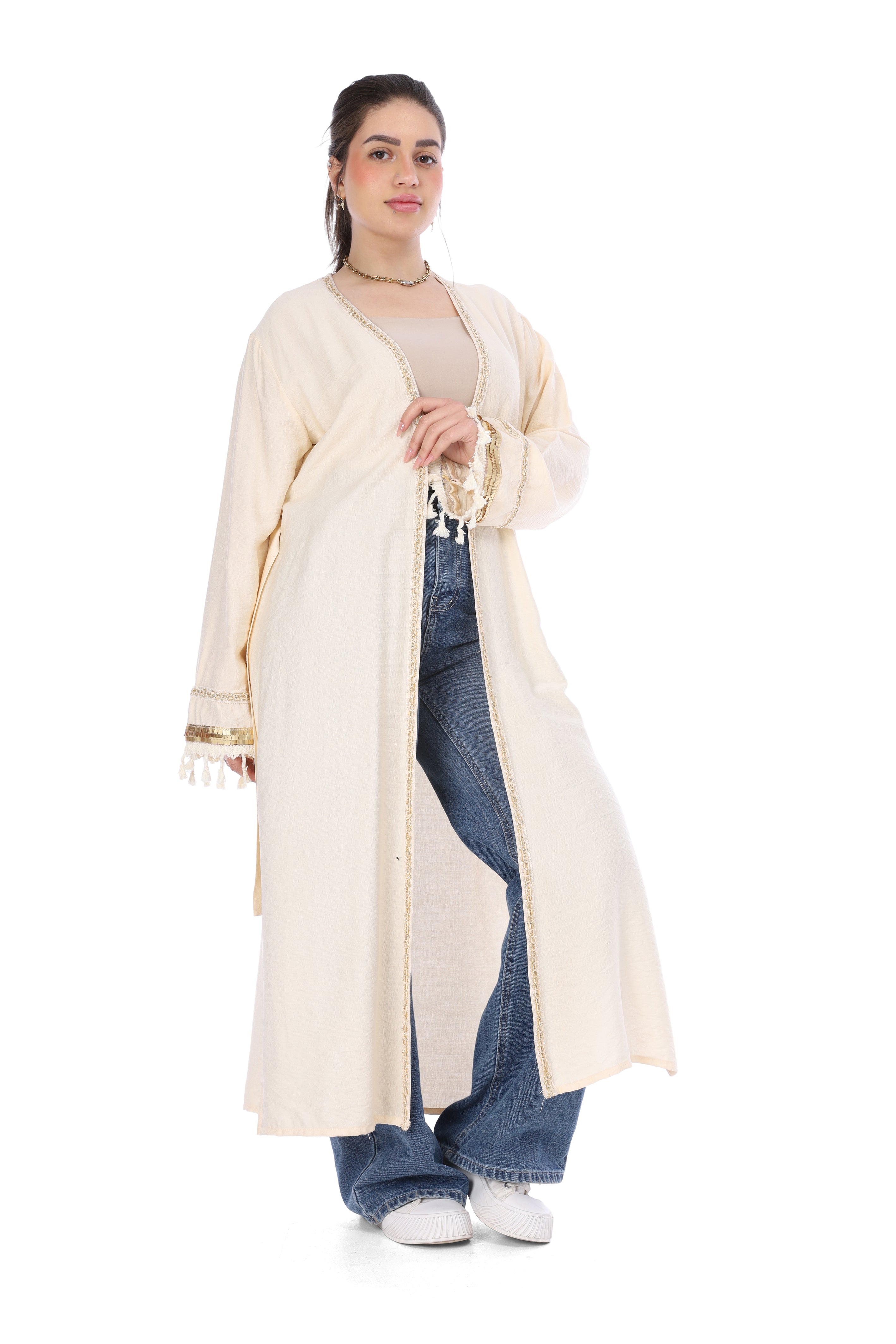 Long Open Cardigan with Belt 20543300