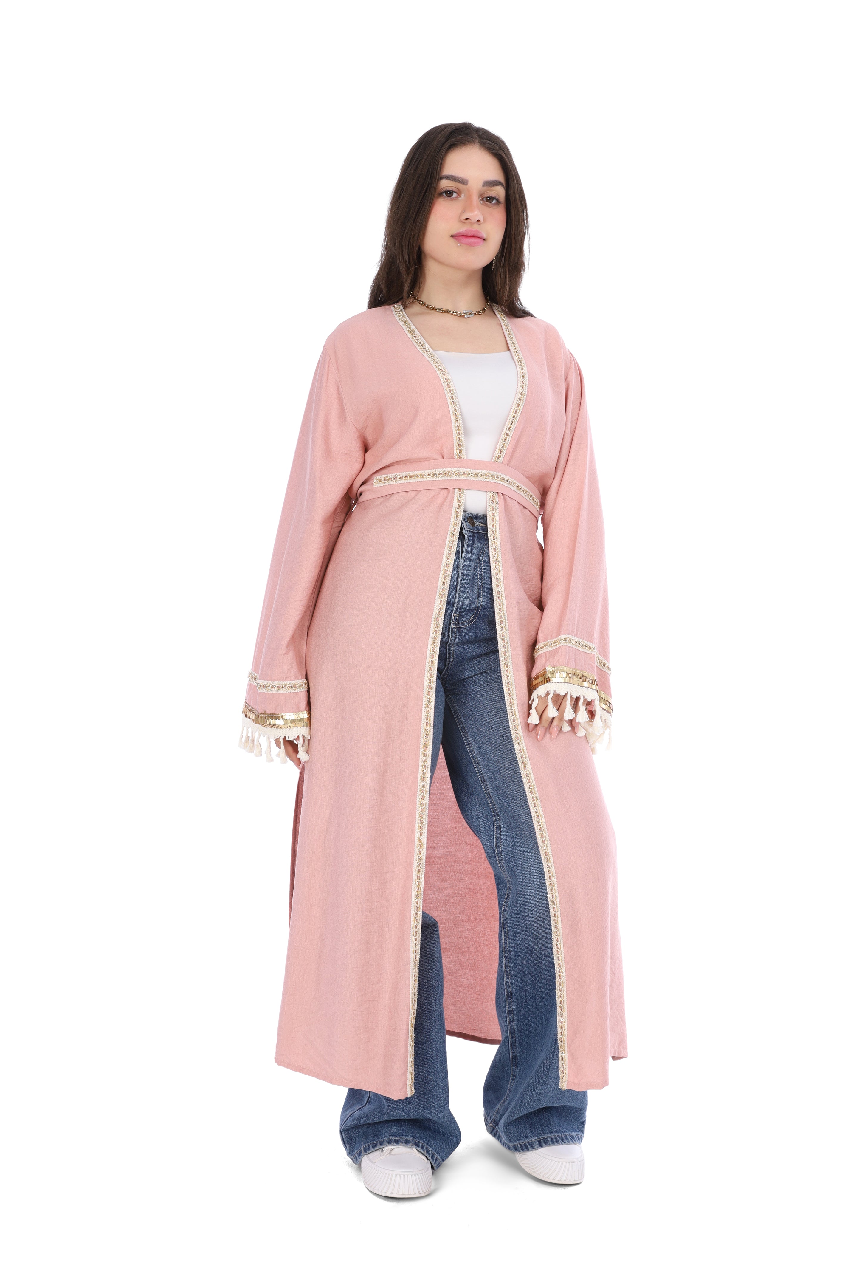 Long Open Cardigan with Belt 20543300