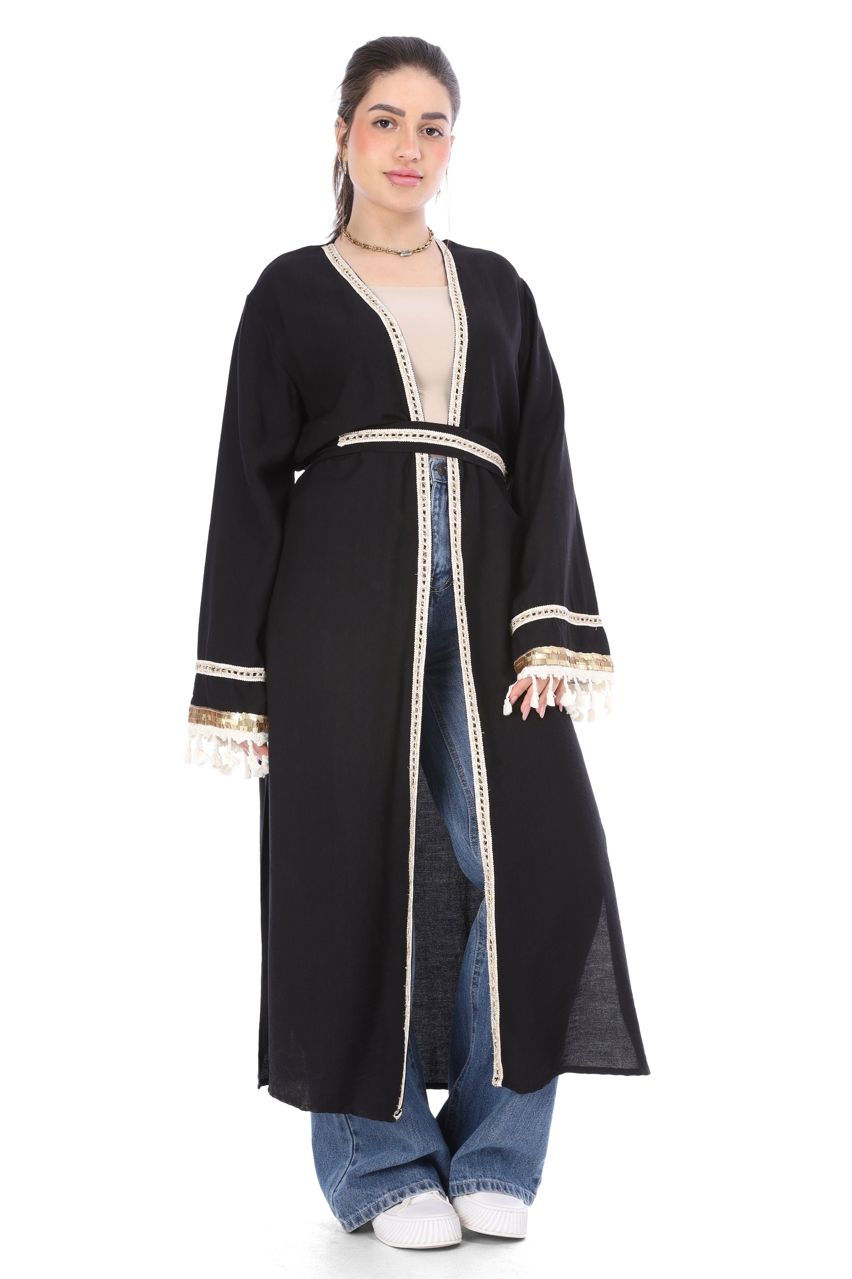 Long Open Cardigan with Belt 20543300