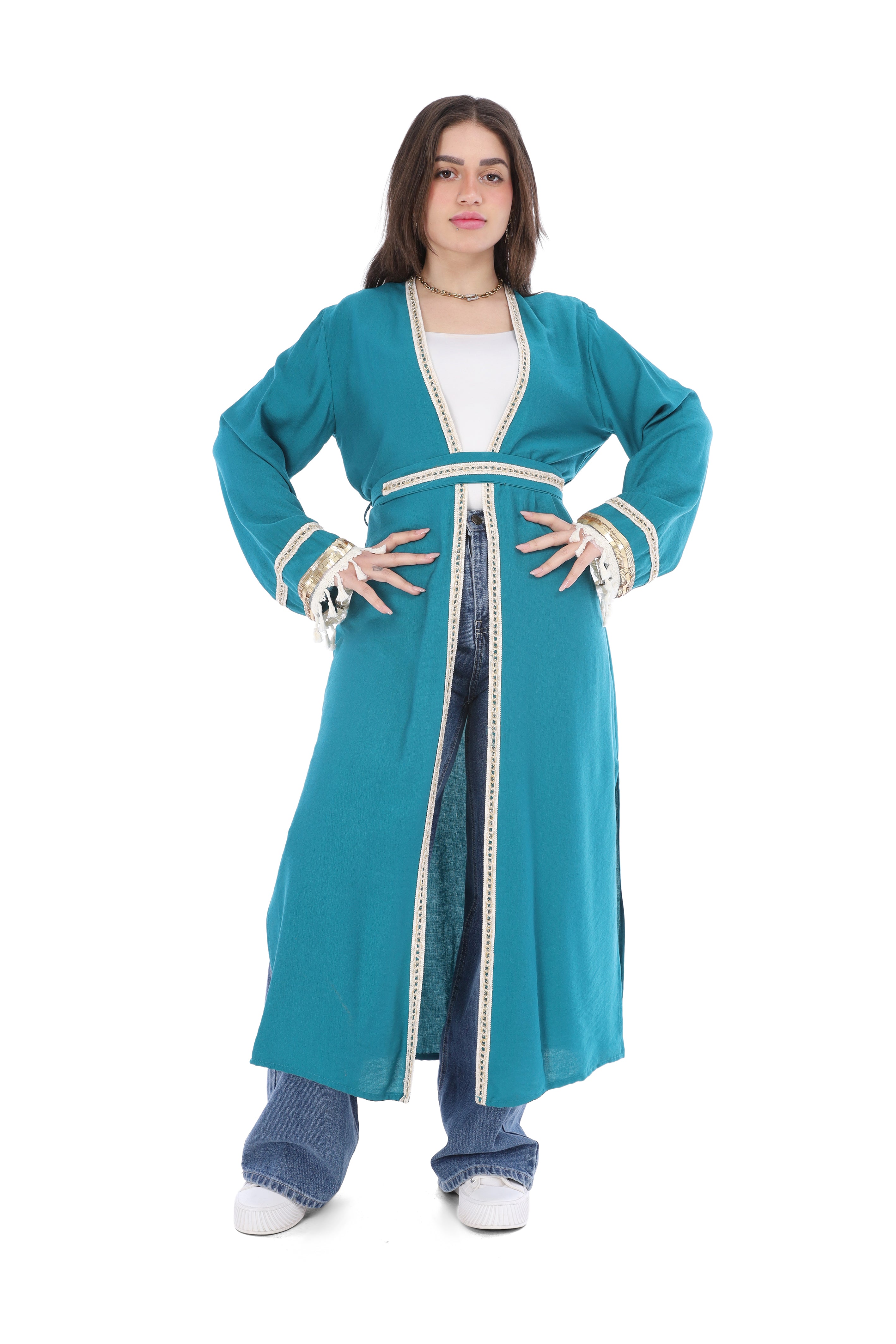 Long Open Cardigan with Belt 20543300