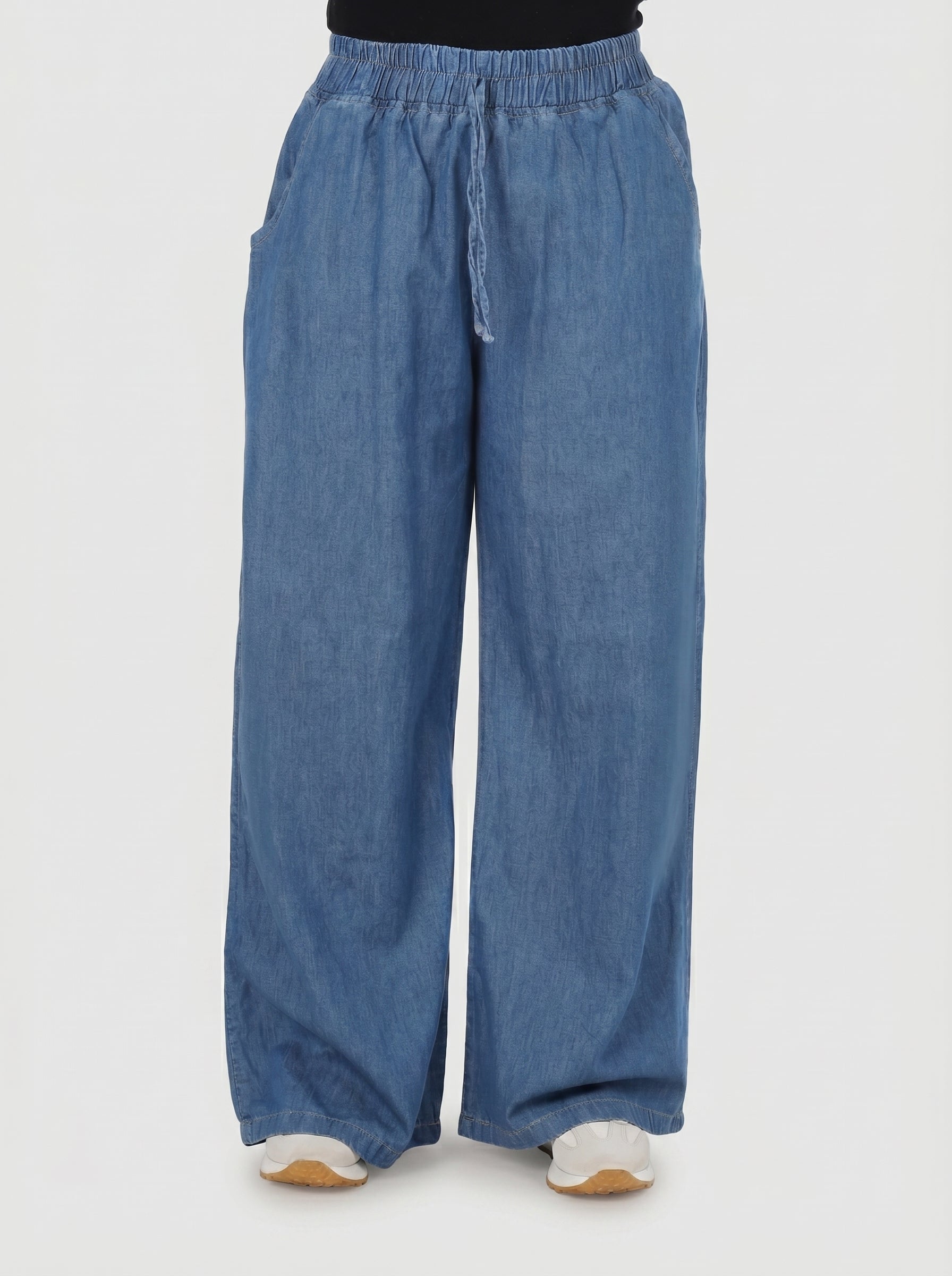 Relaxed Fit Wide Leg Denim Pants 205514