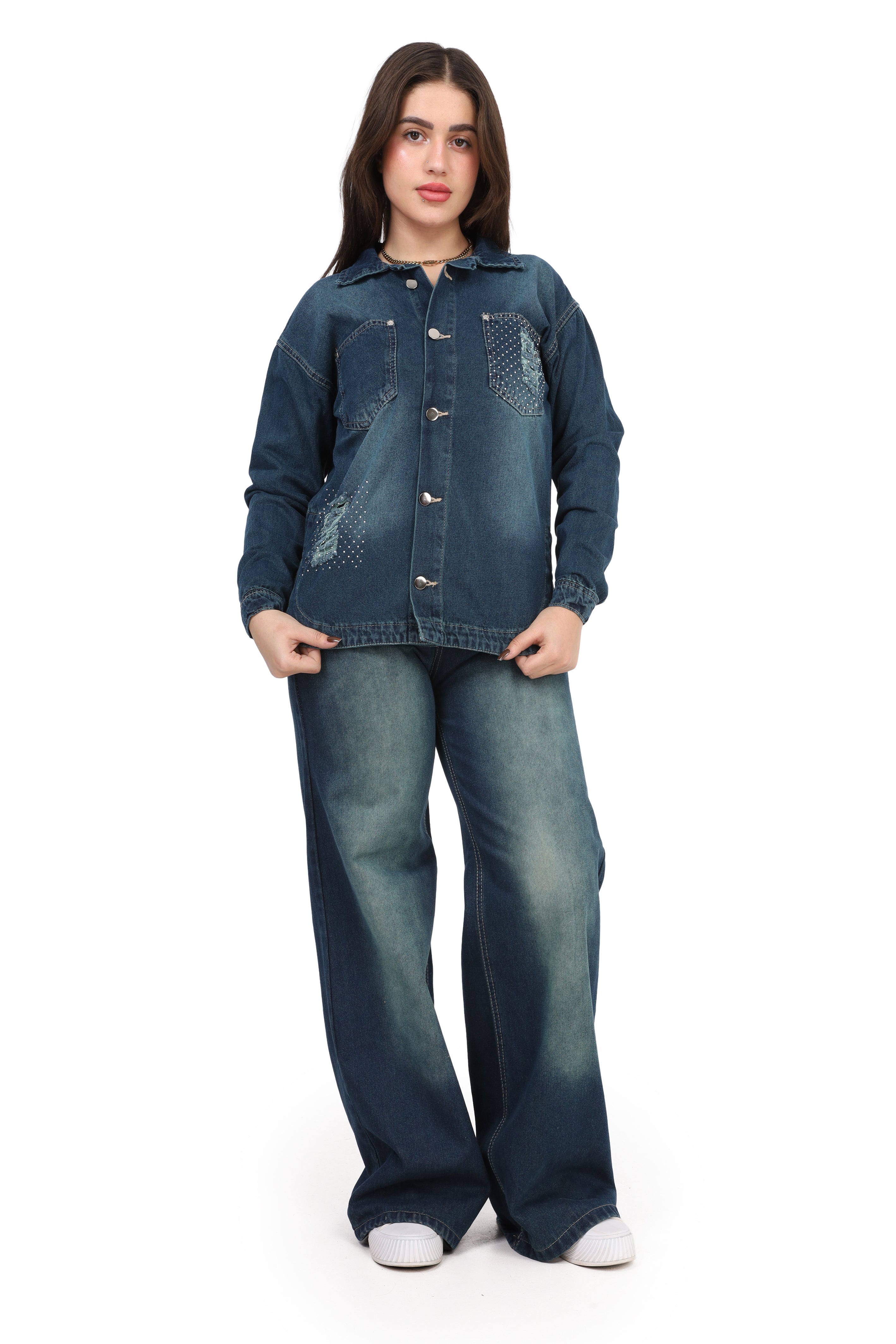 Button-Front Denim Jacket 20553
