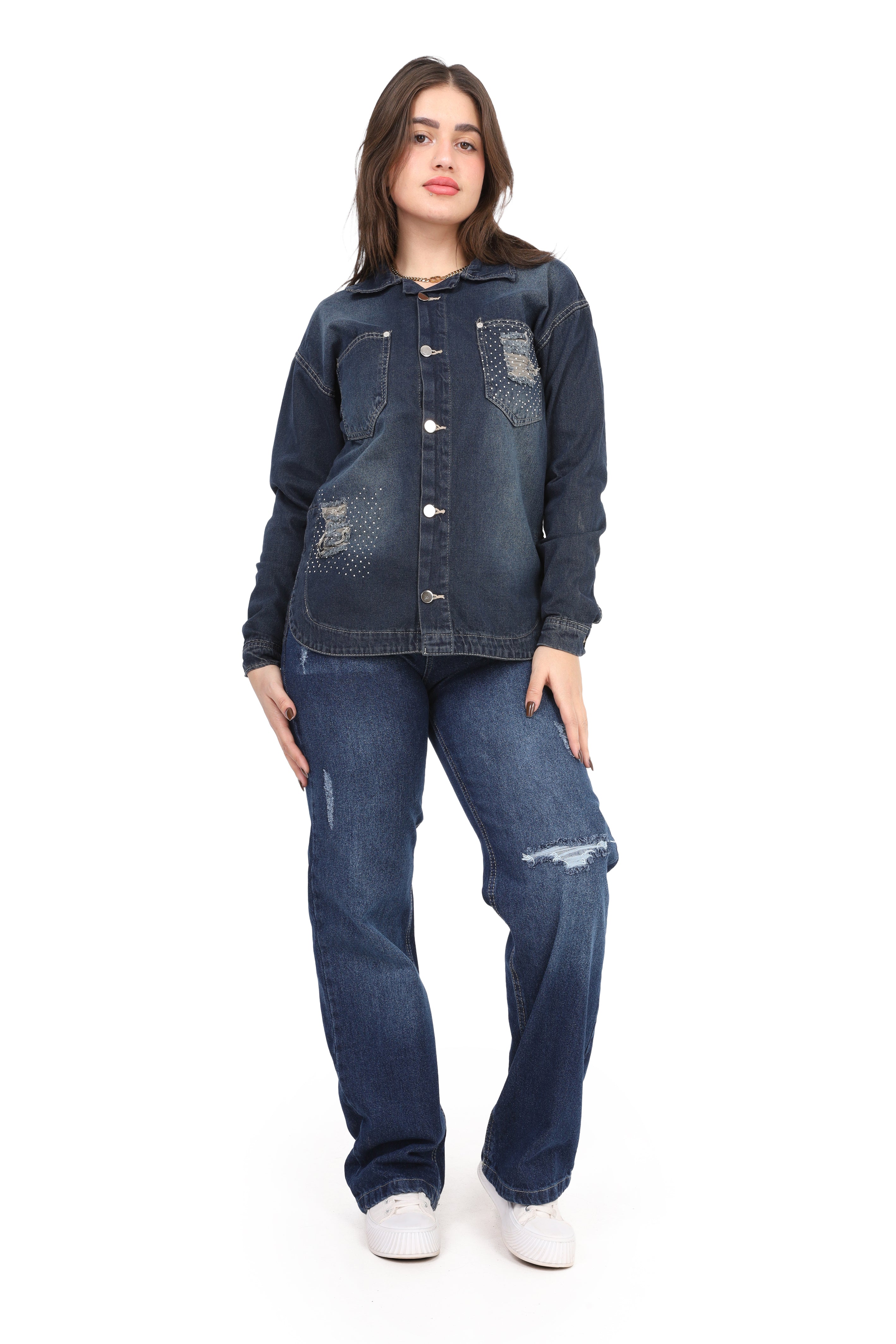 Button-Front Denim Jacket 20553