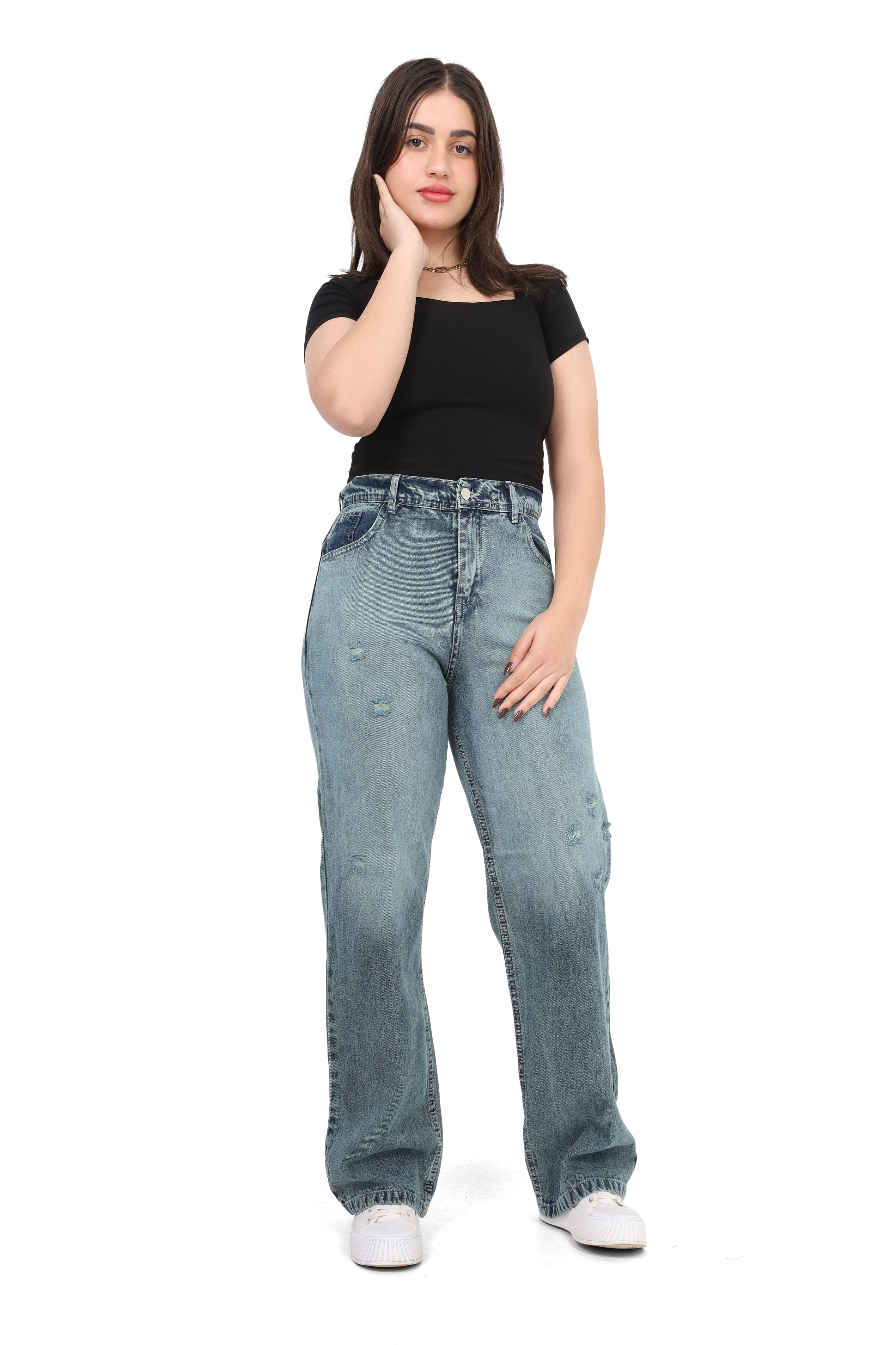 Straight Leg Pants with Cutting Details 20556