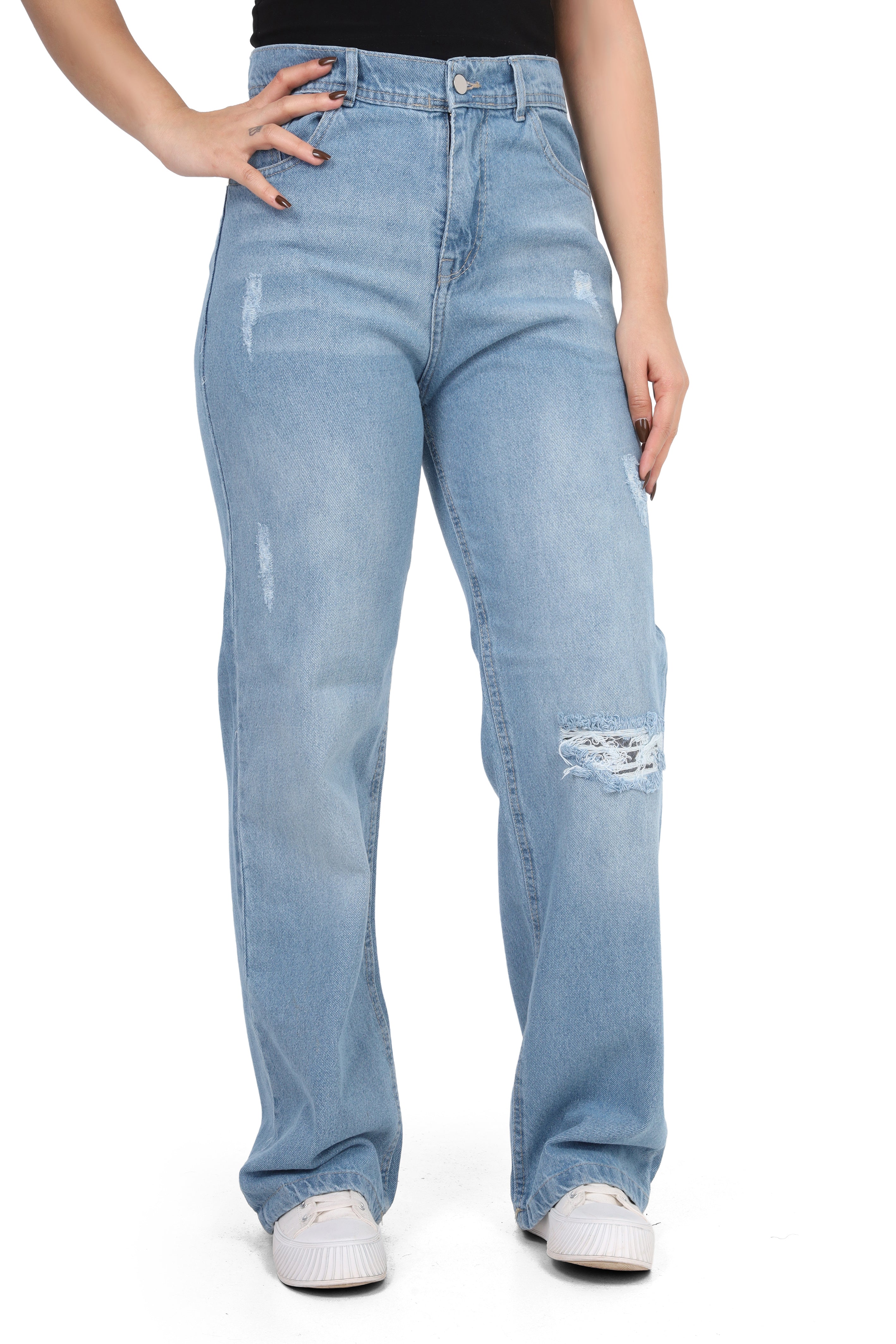 Straight Leg Pants with Cutting Details 20559