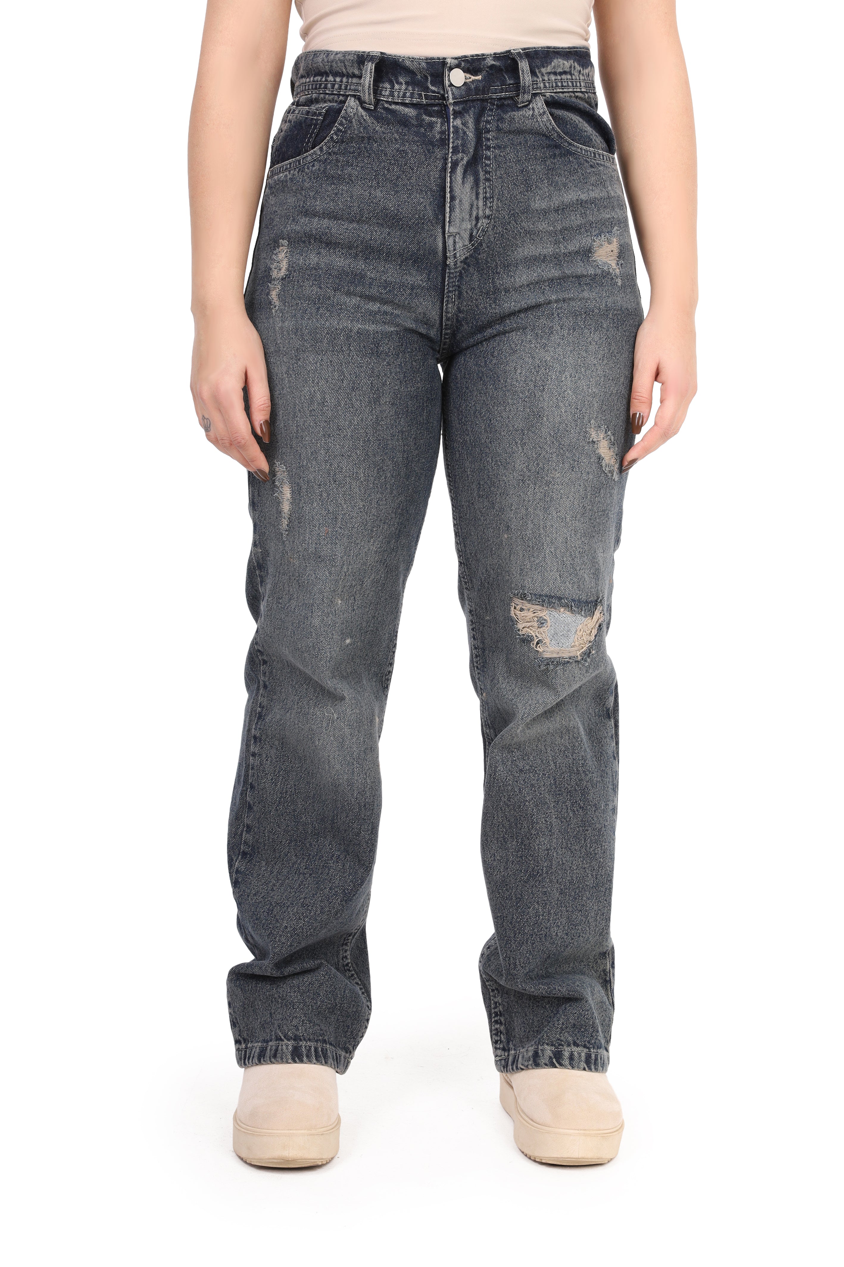 Straight Leg Pants with Cutting Details 20559