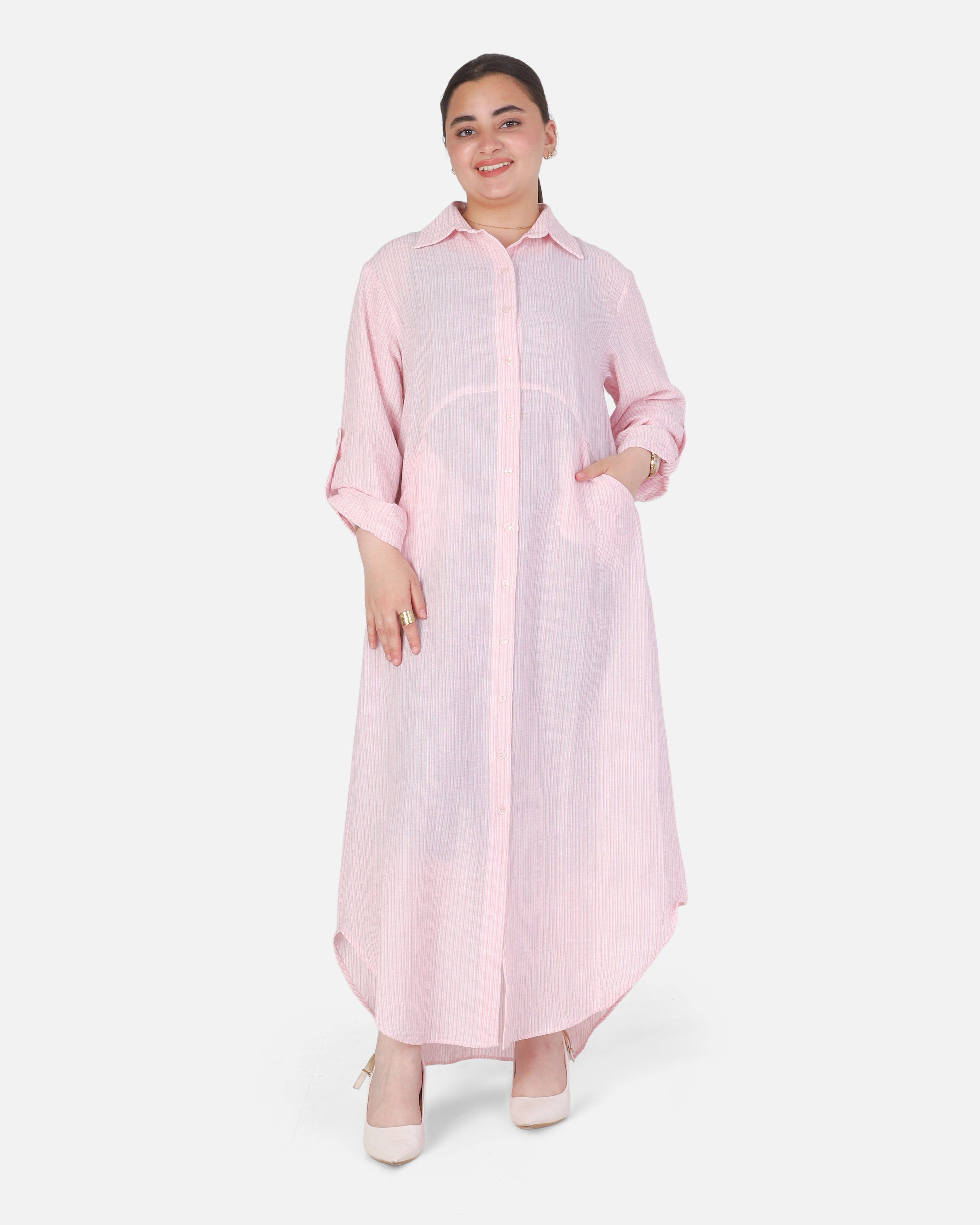 Striped Button-Front Dress 205610119