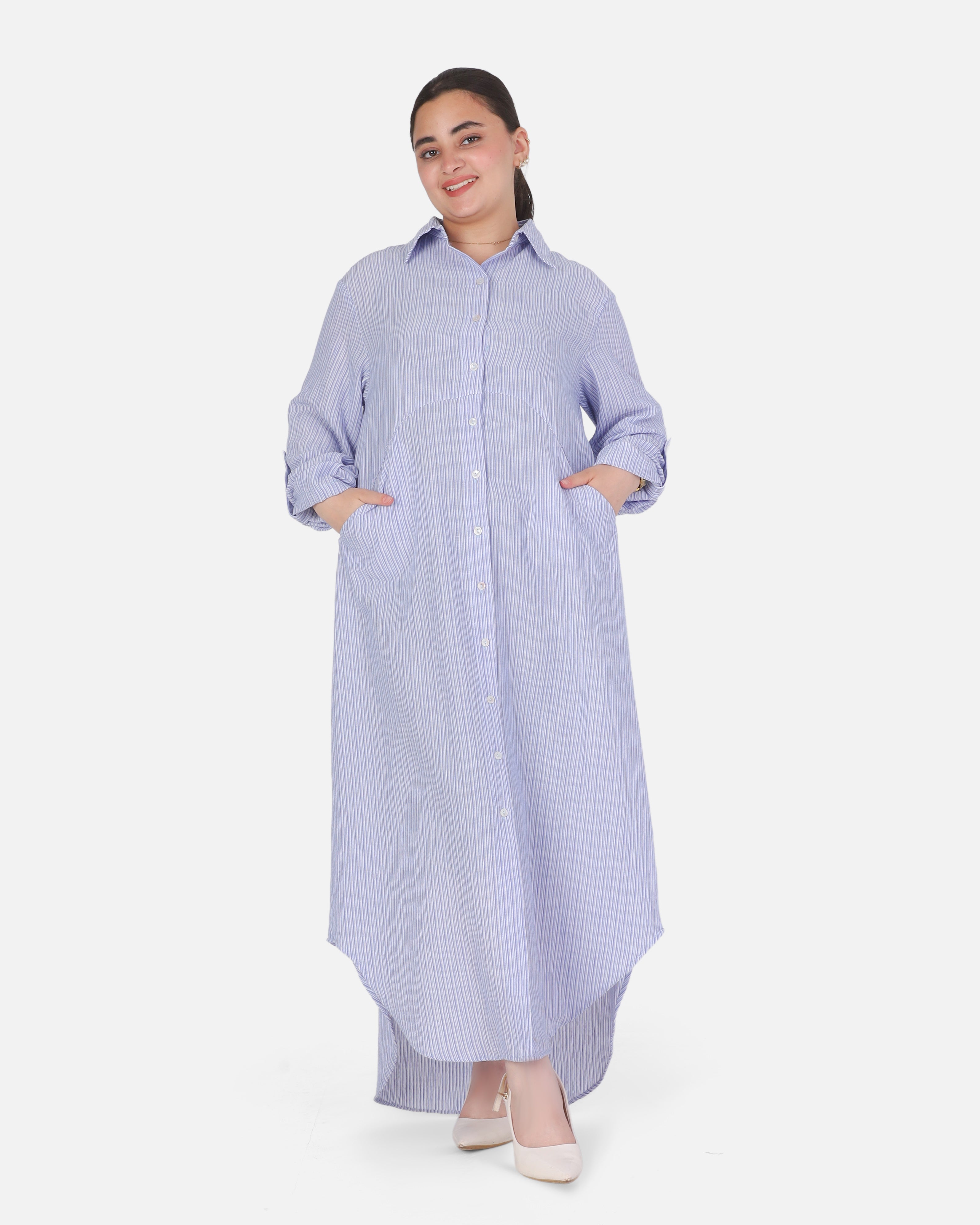 Striped Button-Front Dress 205610119