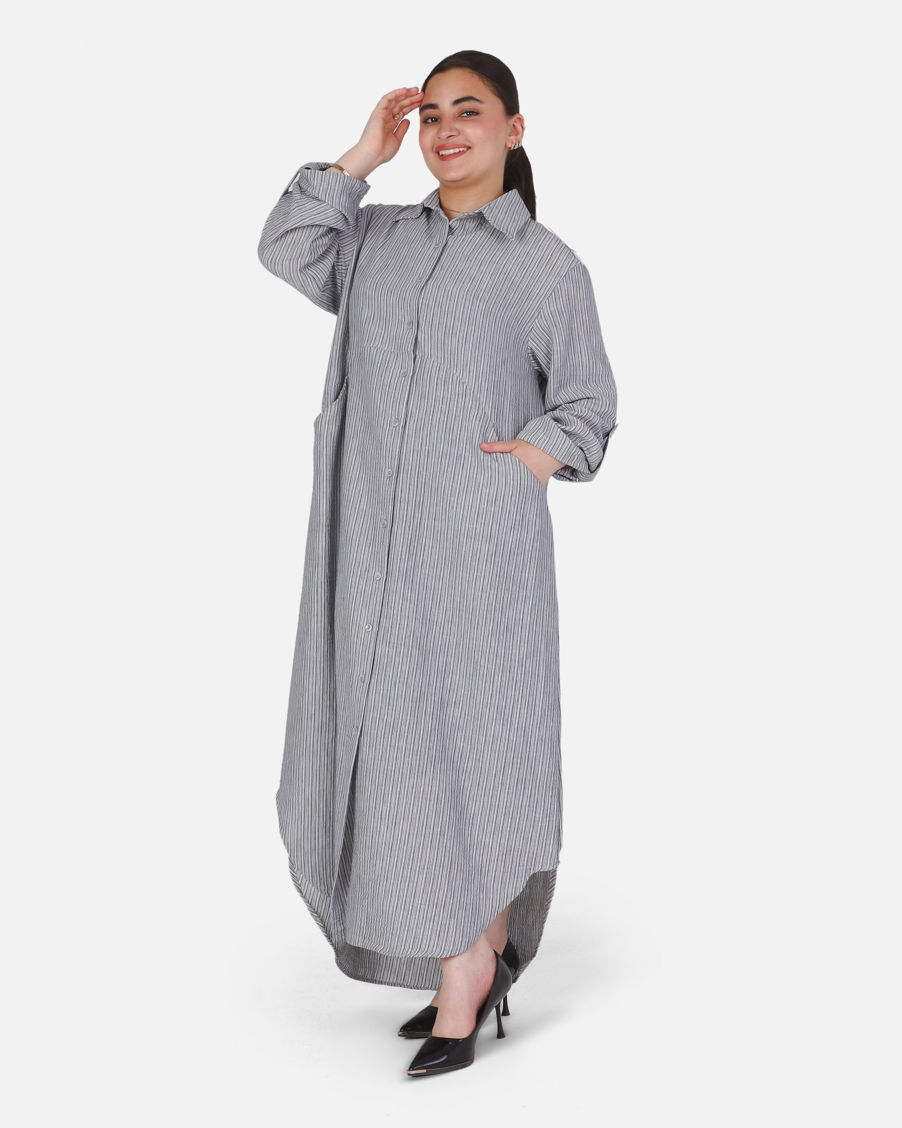 Striped Button-Front Dress 205610119
