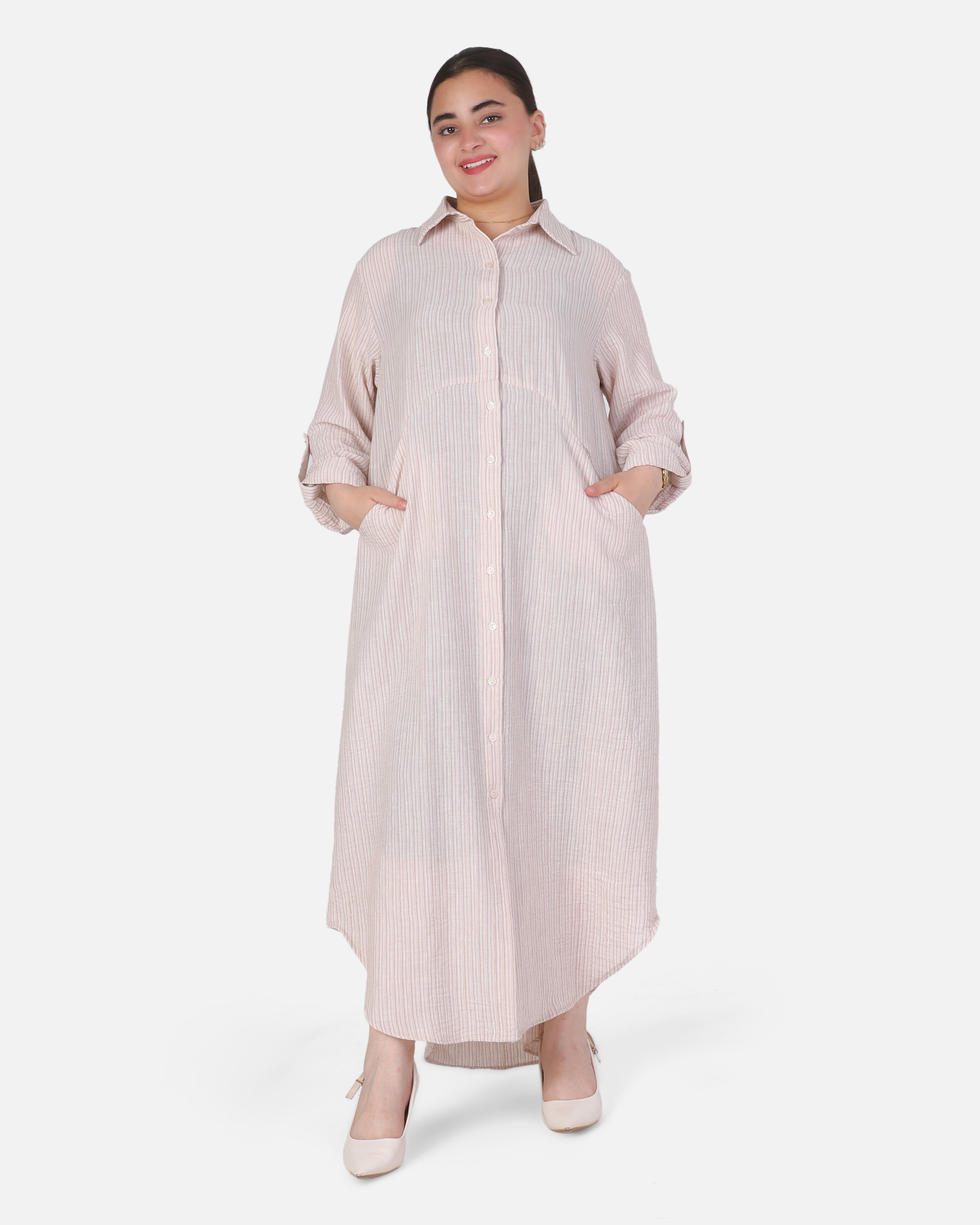 Striped Button-Front Dress 205610119