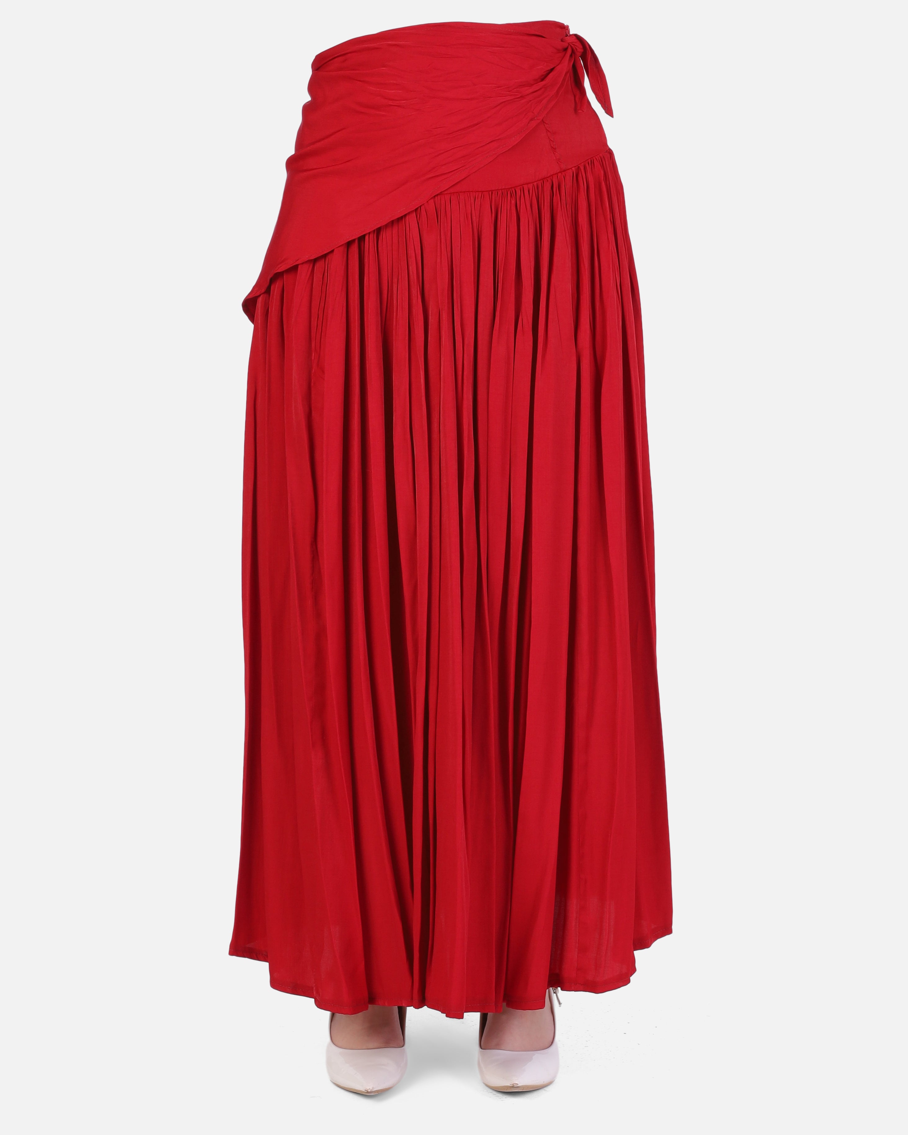 Pleated Waist-Tie Skirt 205620107