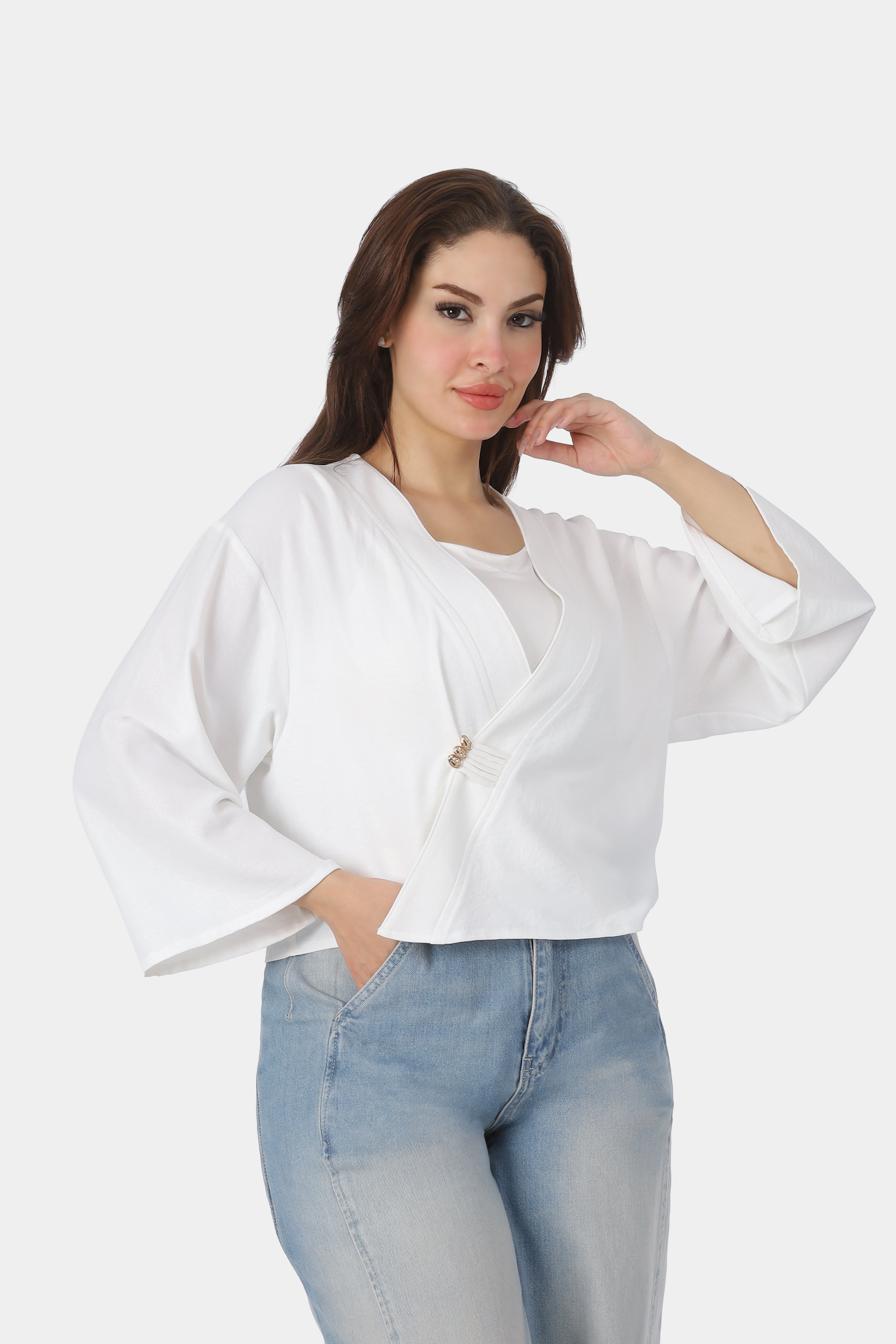 Cropped Blouse with Wide Sleeves 205630101