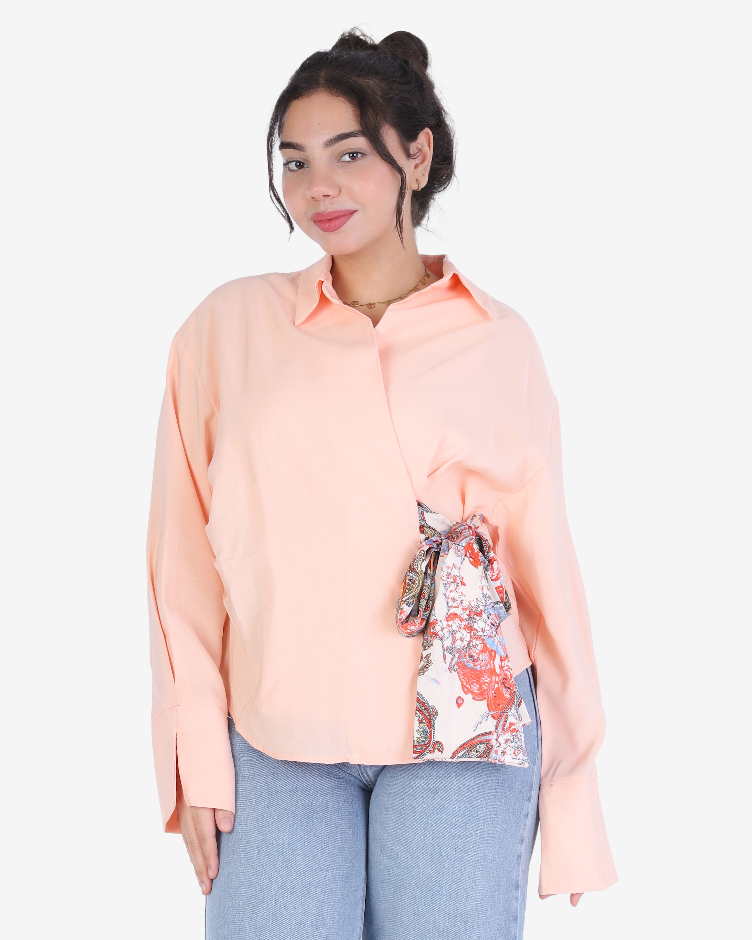 Cropped Blouse with Side Tie 205630115