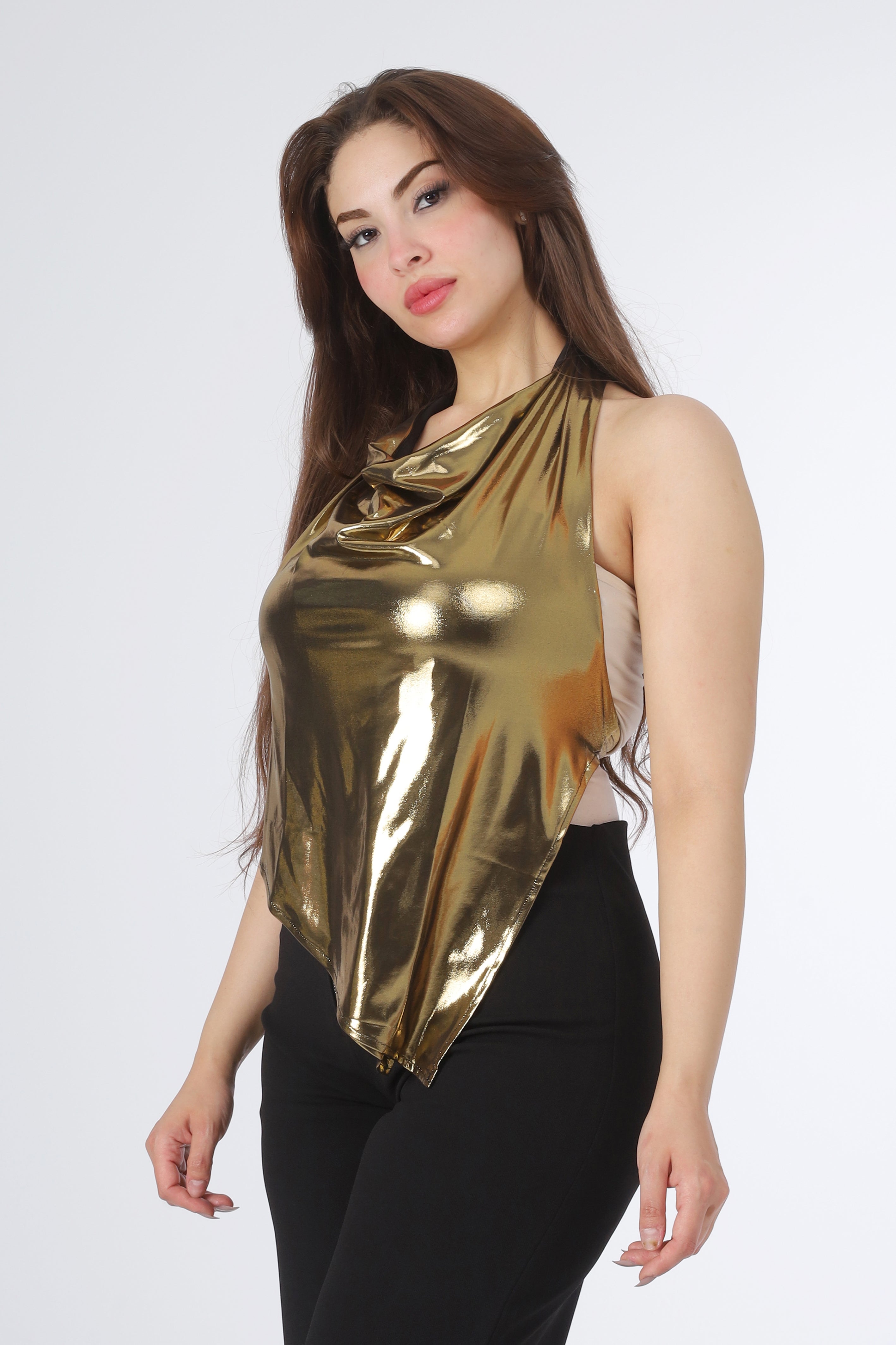 Metallic Open-Back Tie-Up Top 205650022
