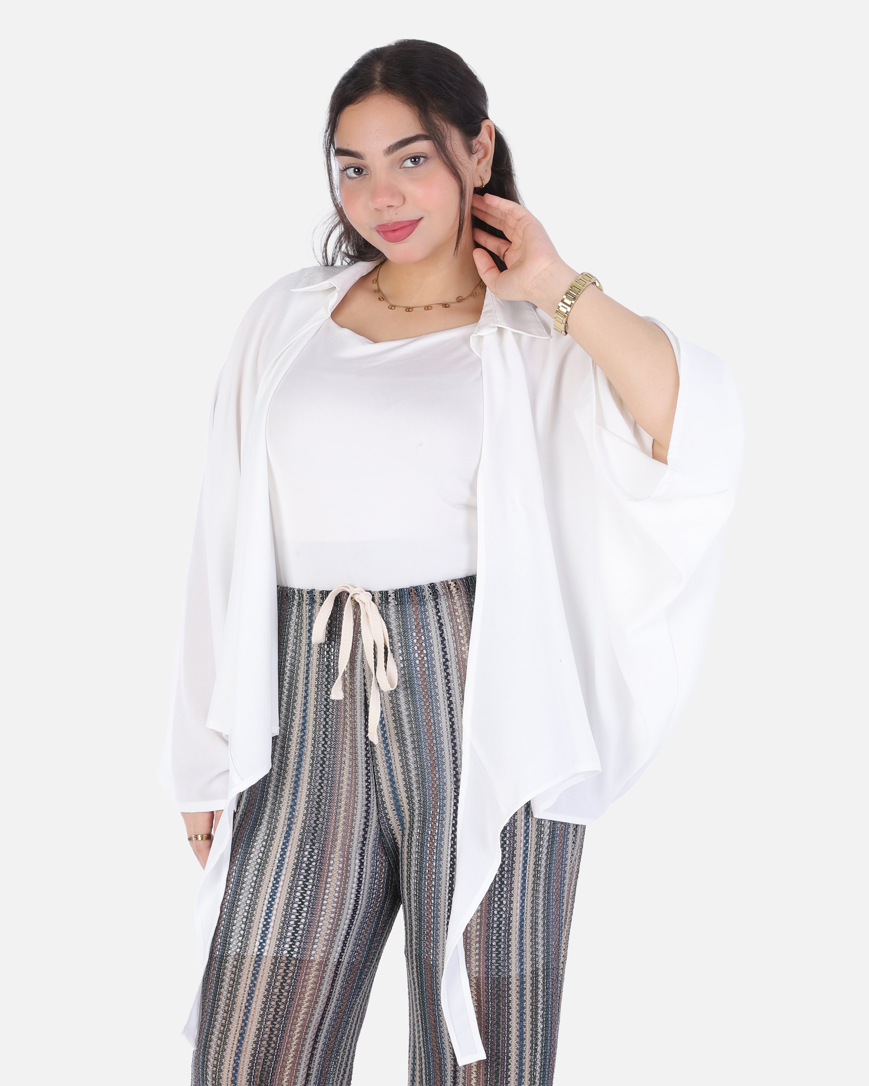 Short Cardigan with Wide Sleeves & Front Tie 2006/288/1