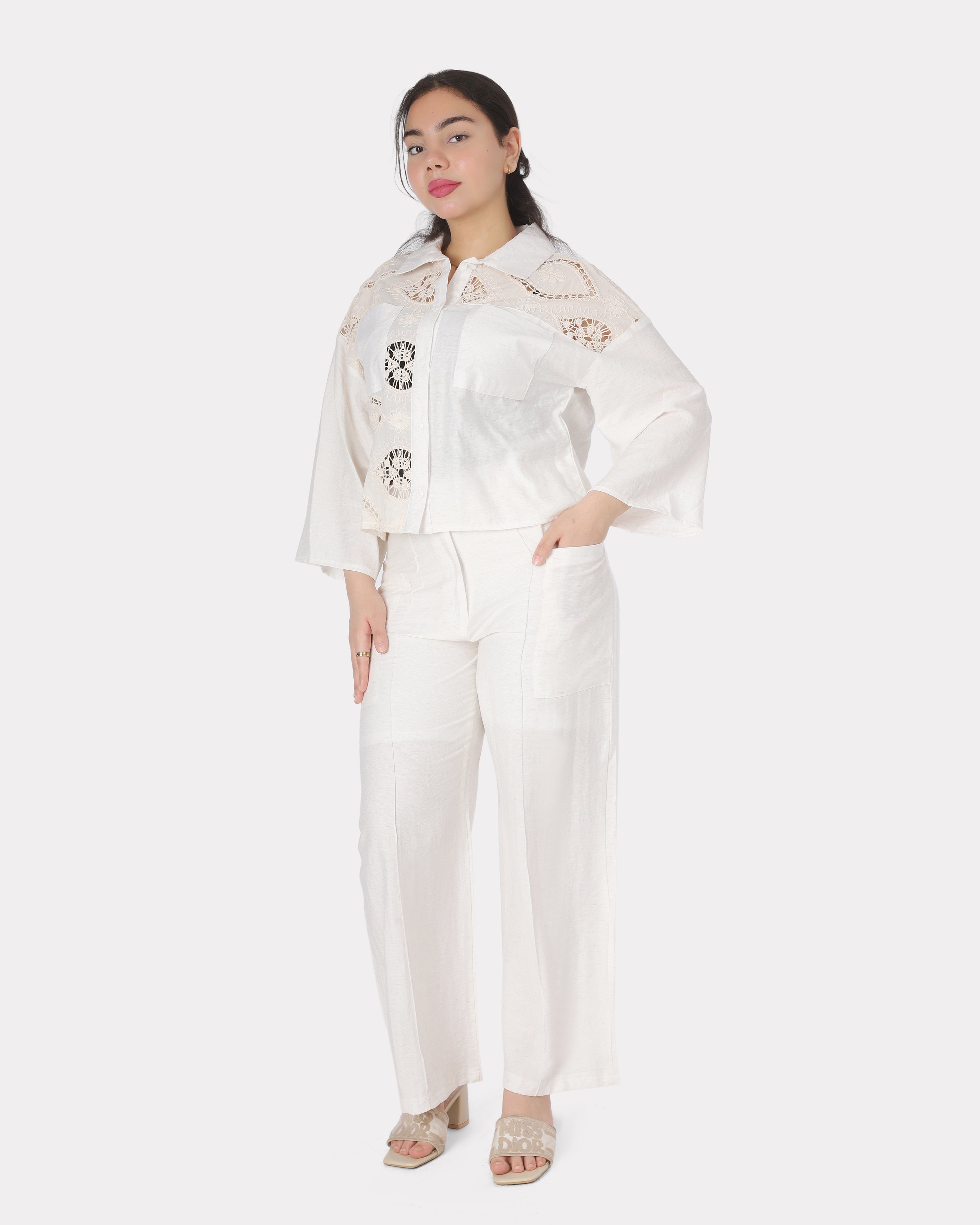 Lace Panel Two-Piece Co-Ord Set 20571038