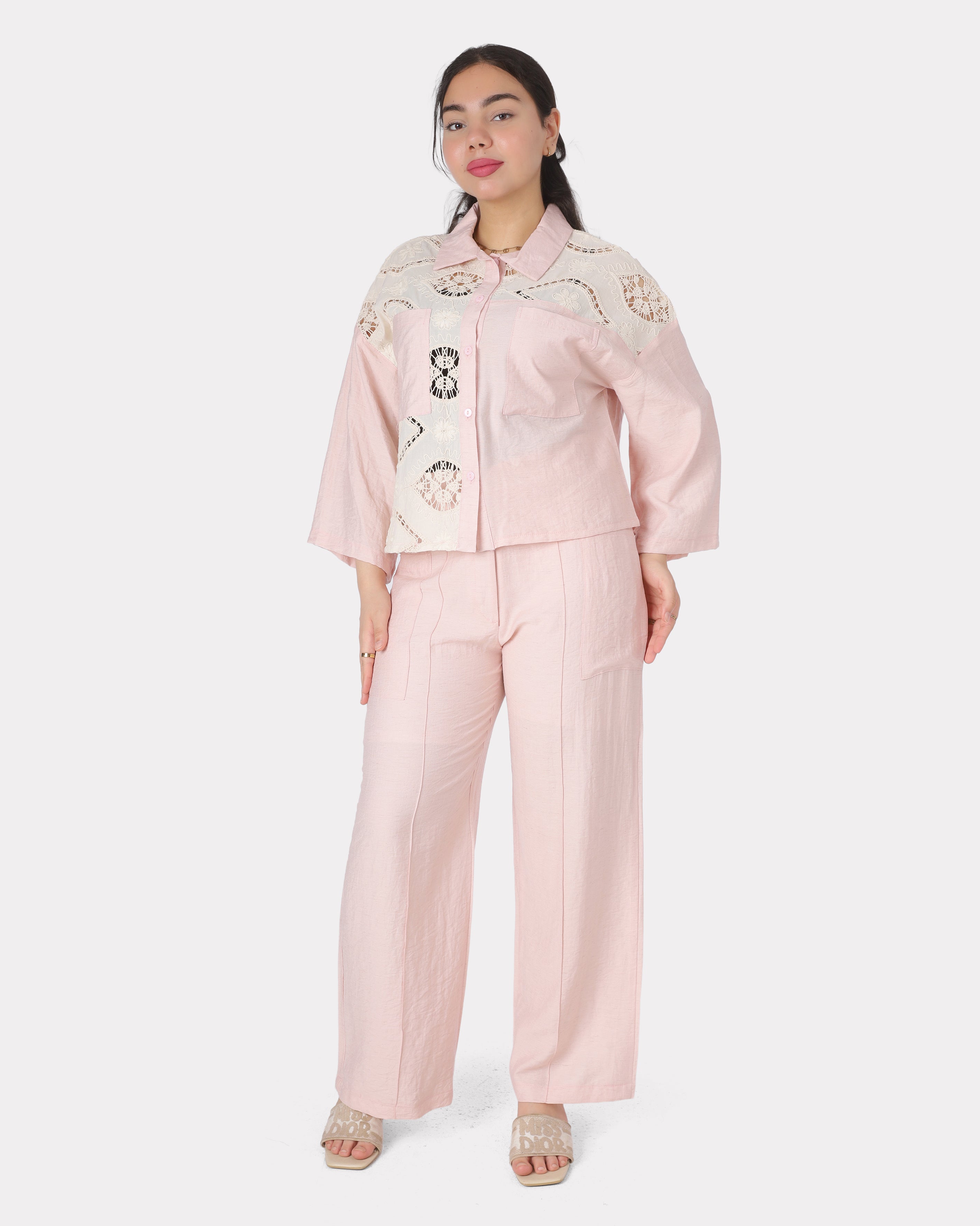 Lace Panel Two-Piece Co-Ord Set 20571038