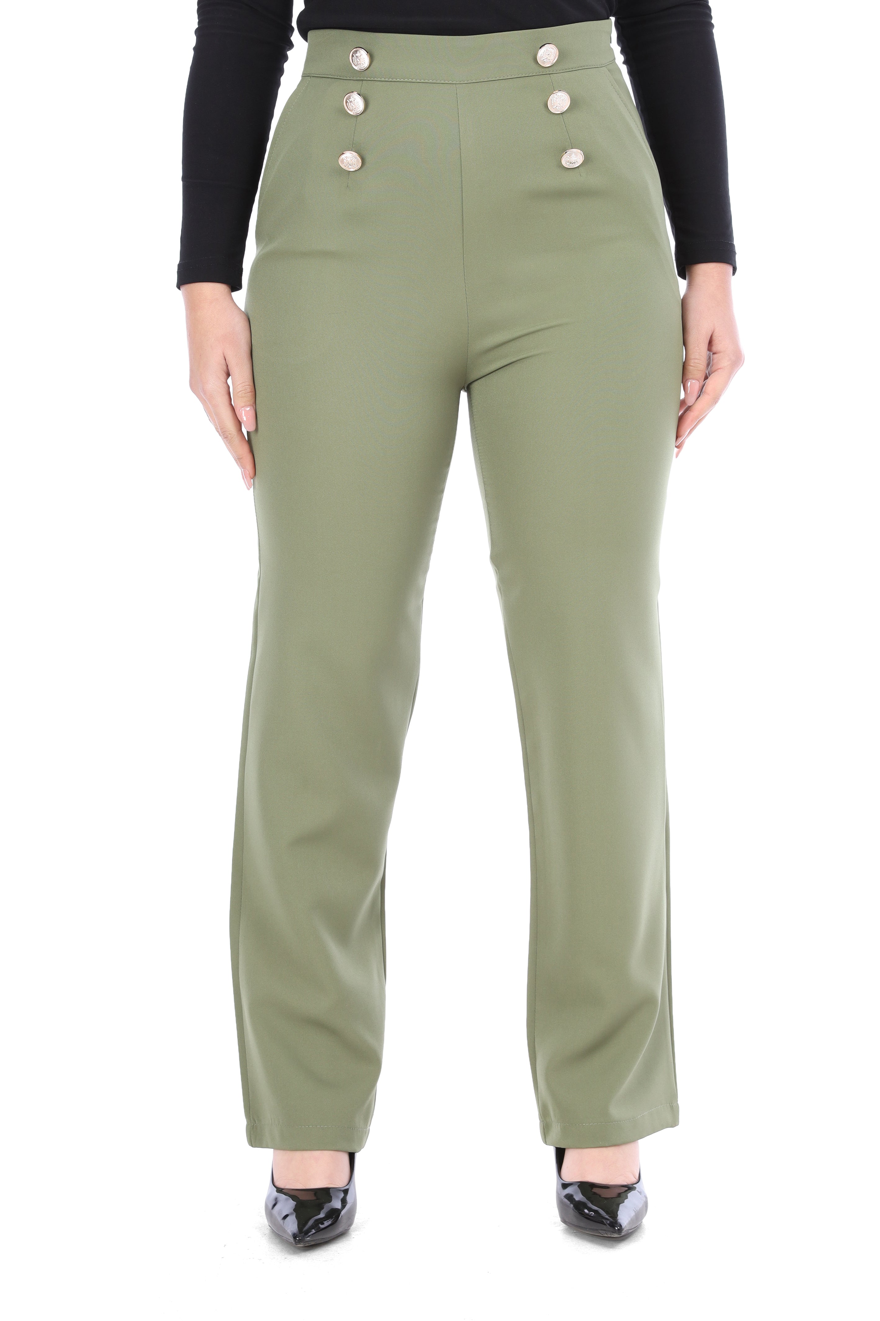 Classic Pants With Front Button Detail 20571068