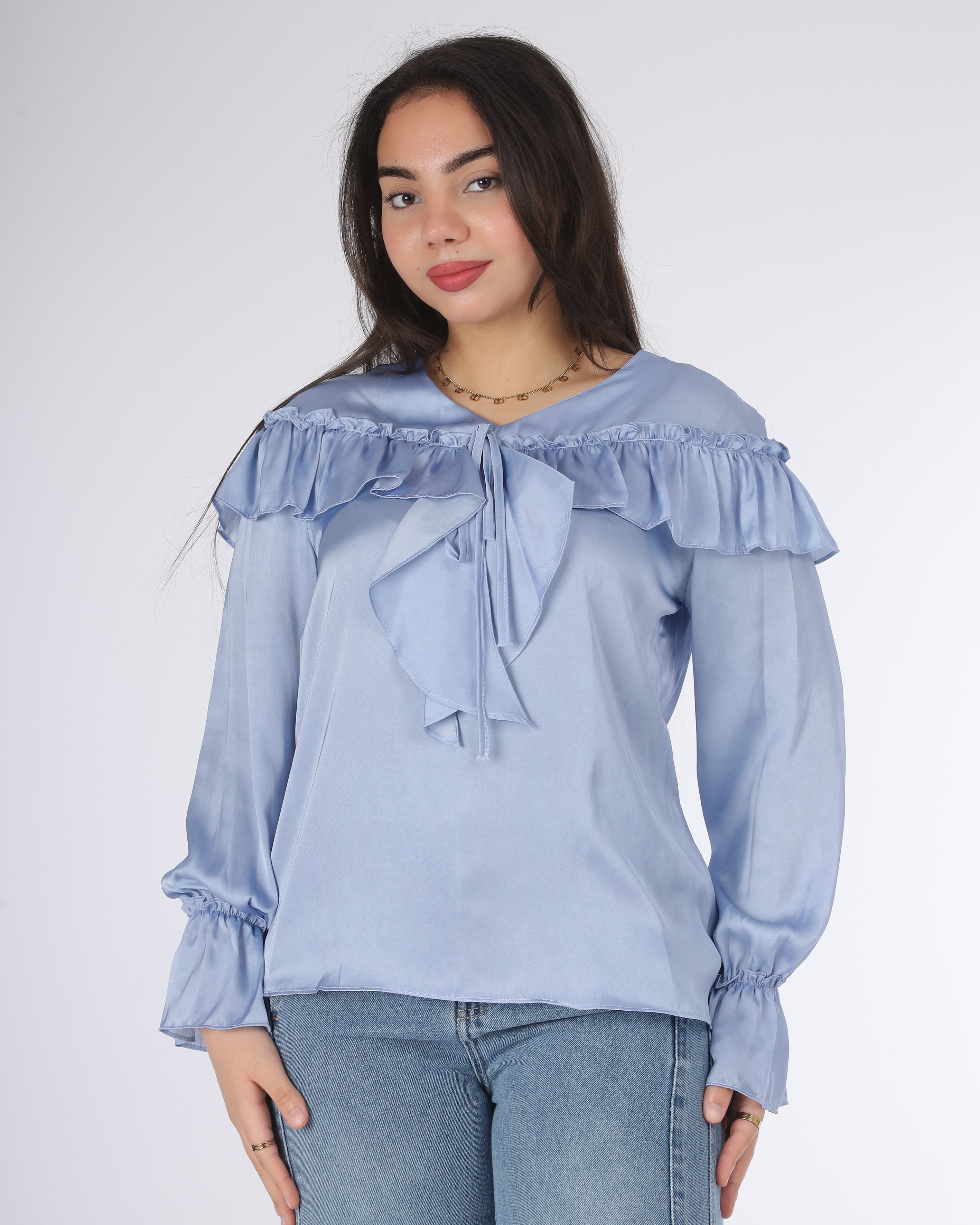 Ruffle Satin Blouse 20571087