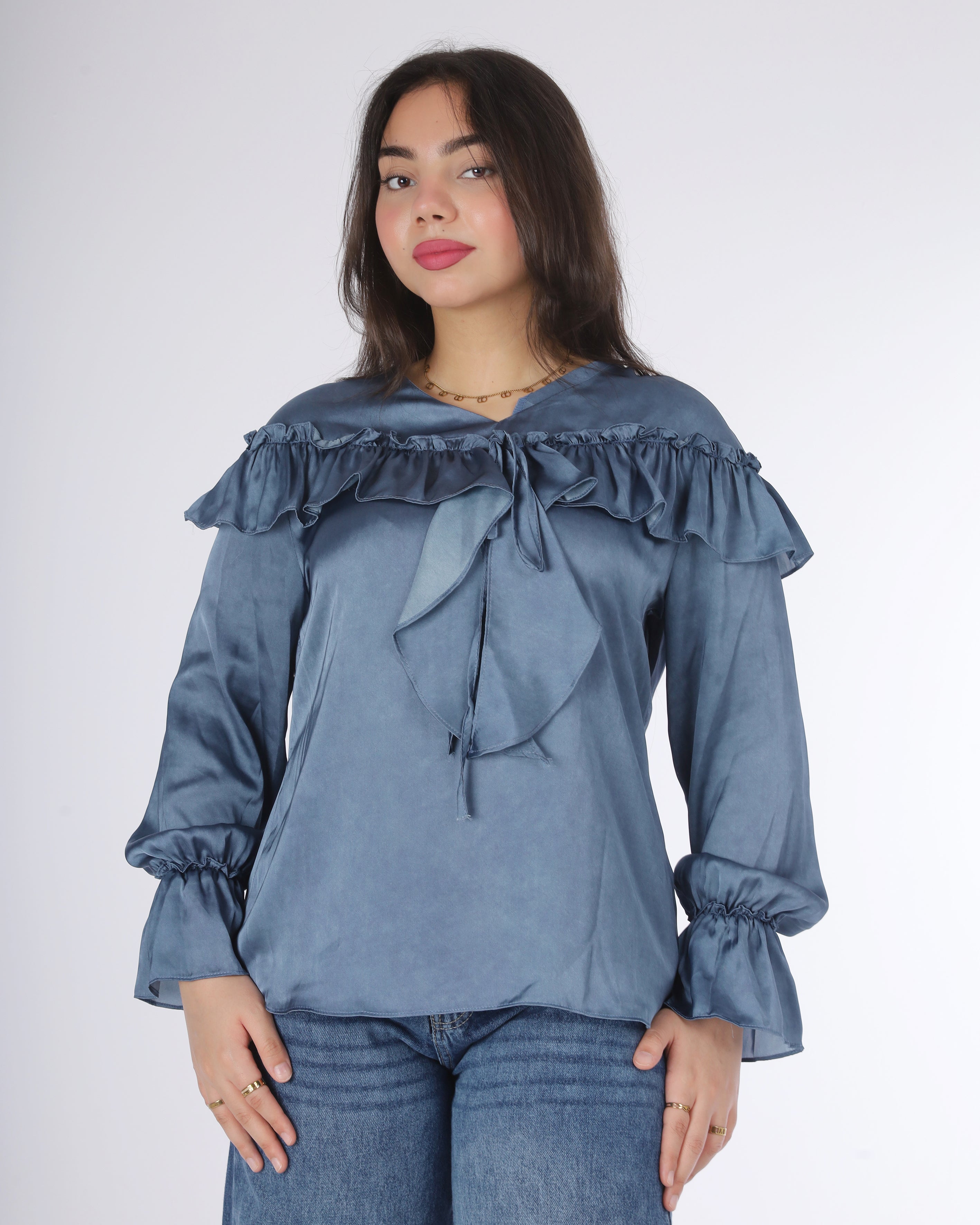 Ruffle Satin Blouse 20571087