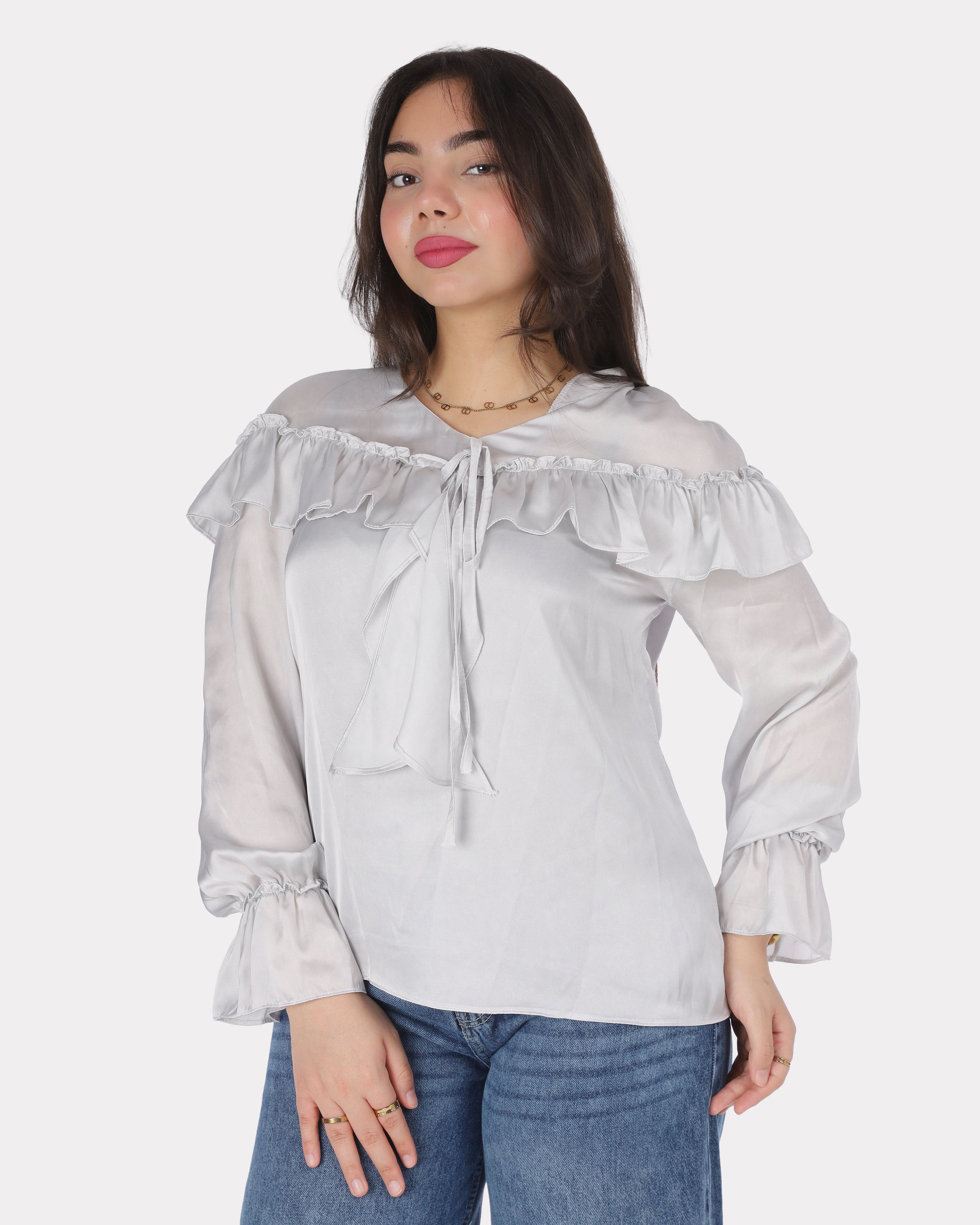 Ruffle Satin Blouse 20571087