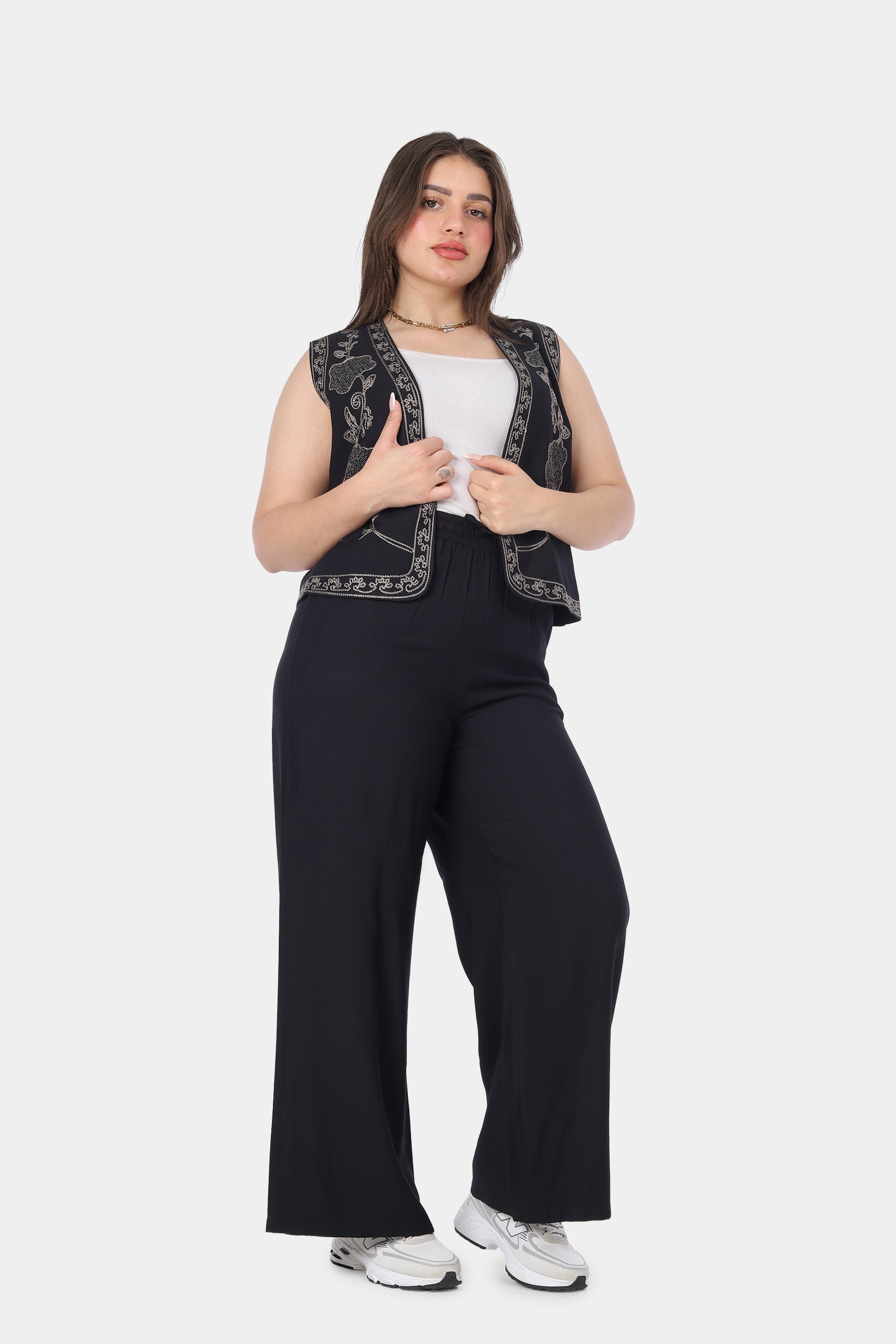 Embroidered Vest & Wide-Leg Pants Suit 20571090