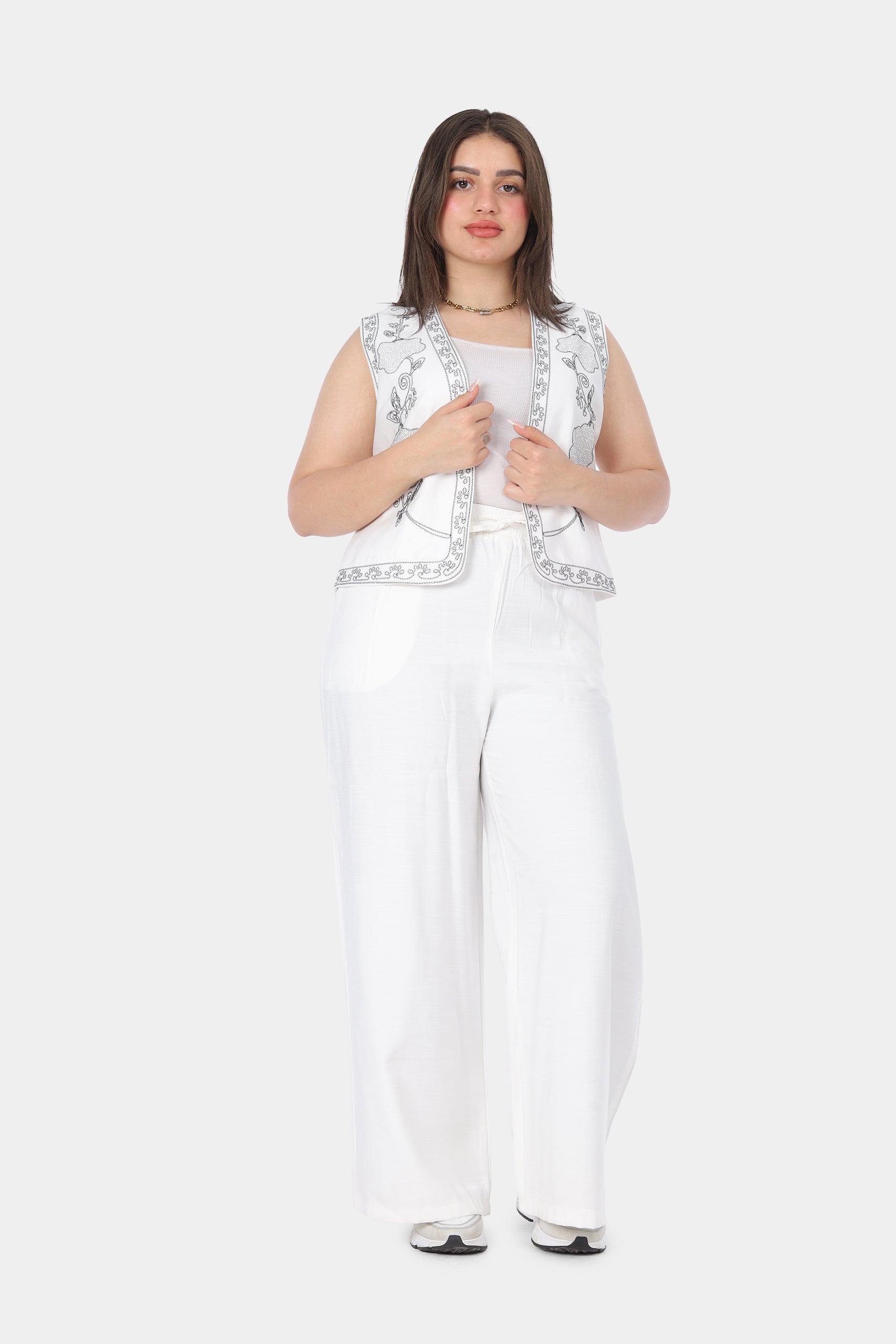 Embroidered Vest & Wide-Leg Pants Suit 20571090