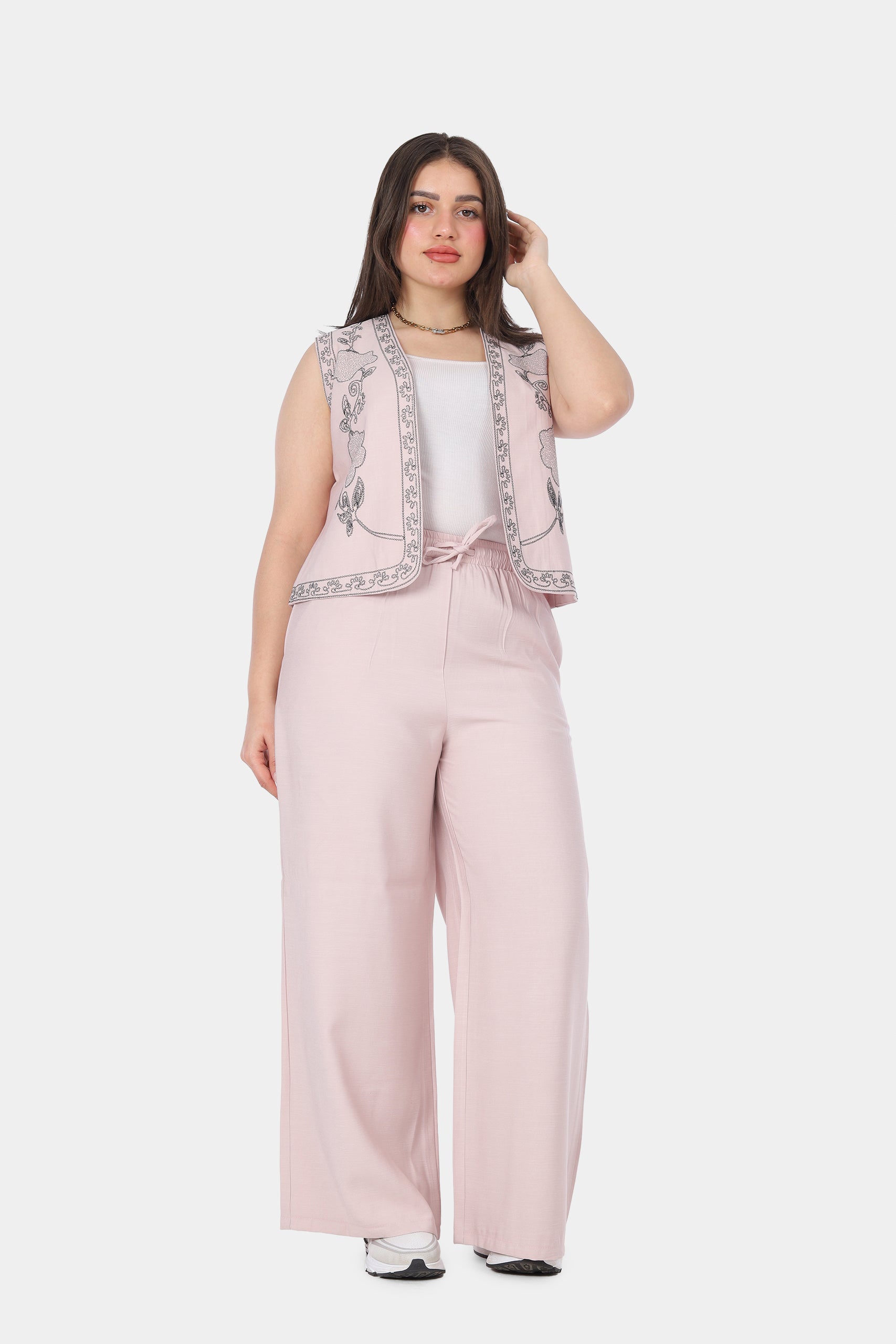 Embroidered Vest & Wide-Leg Pants Suit 20571090
