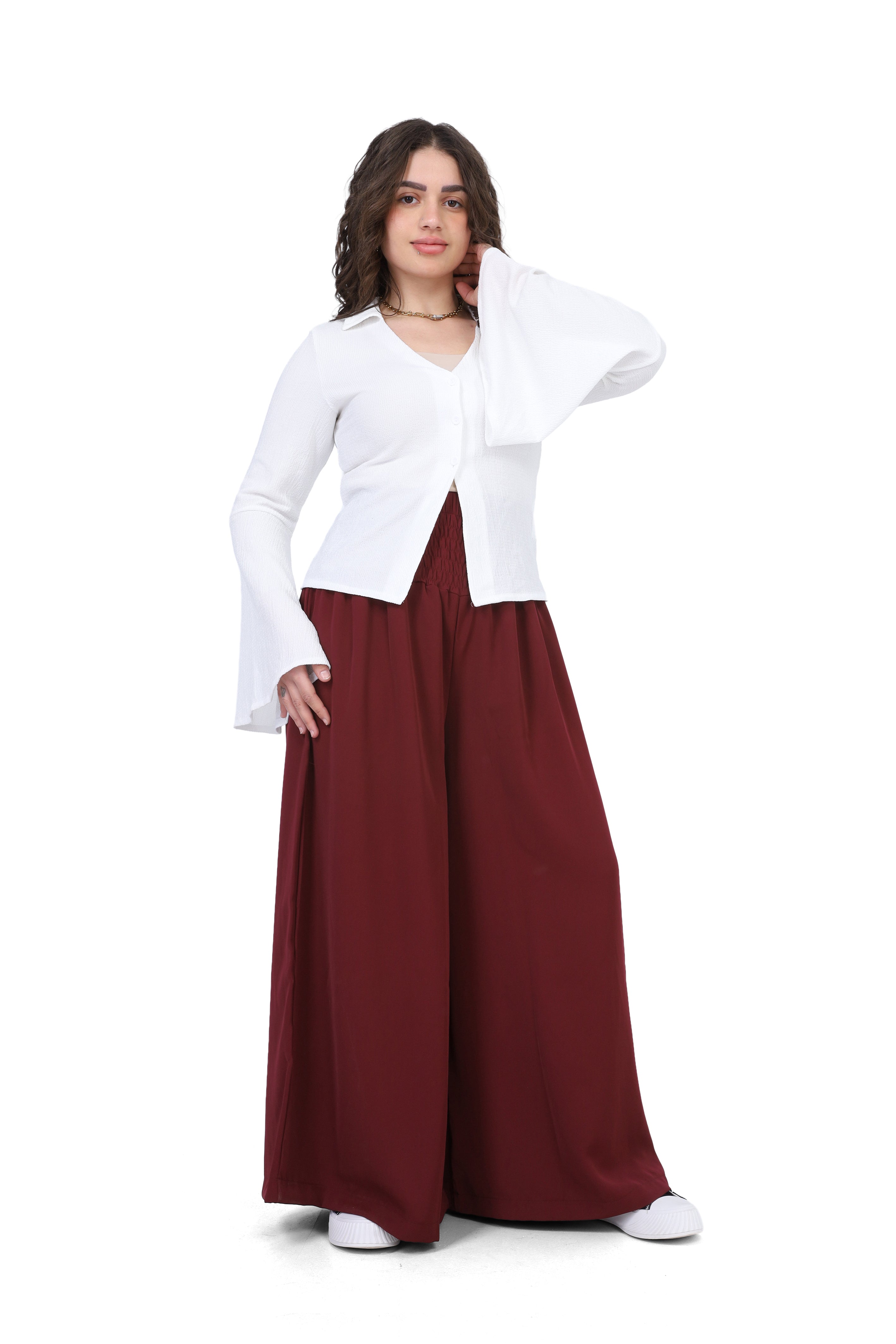 Wide-Leg Elastic Waist Pants 2059E263