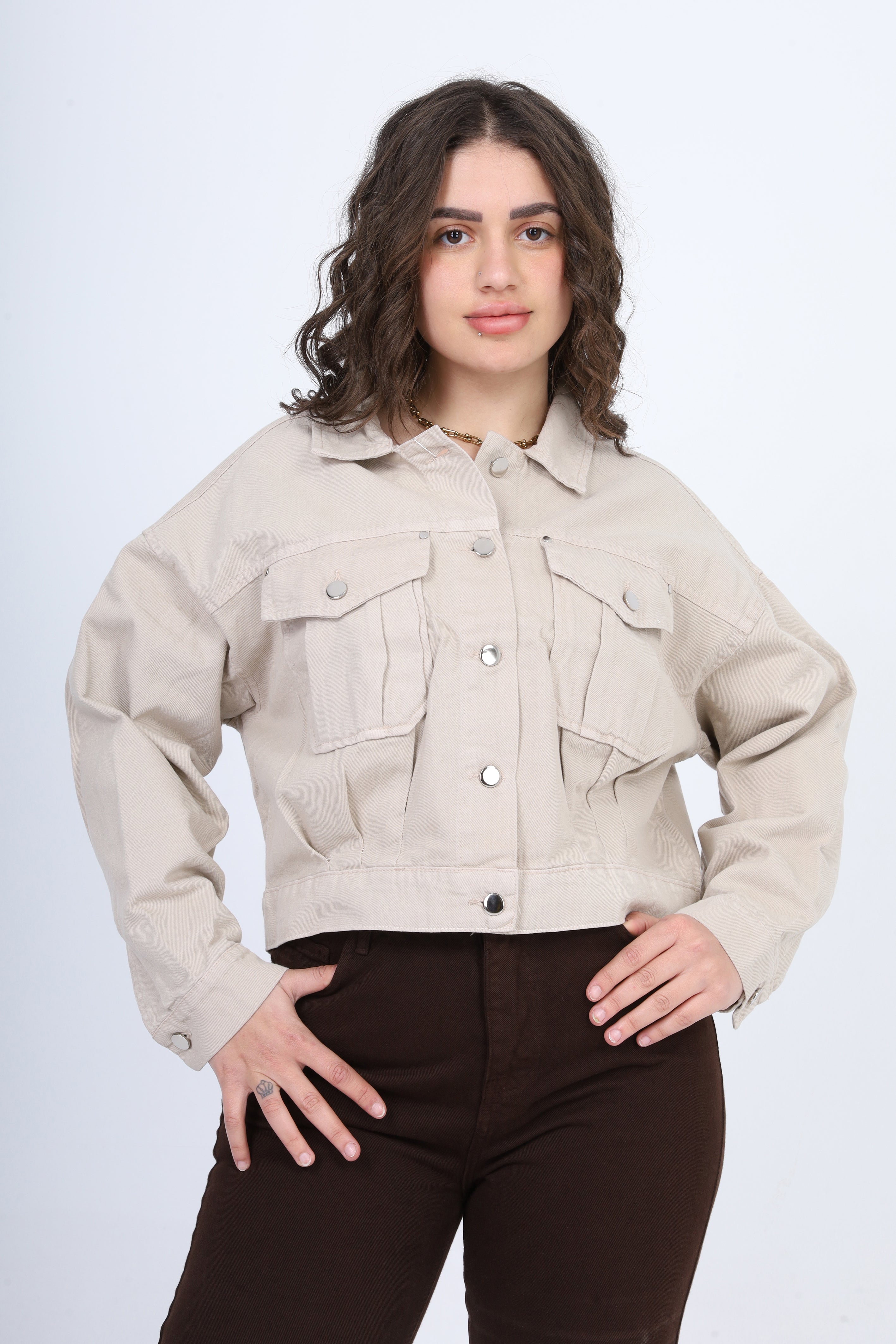 Casual Cropped Denim Jacket 2059J014