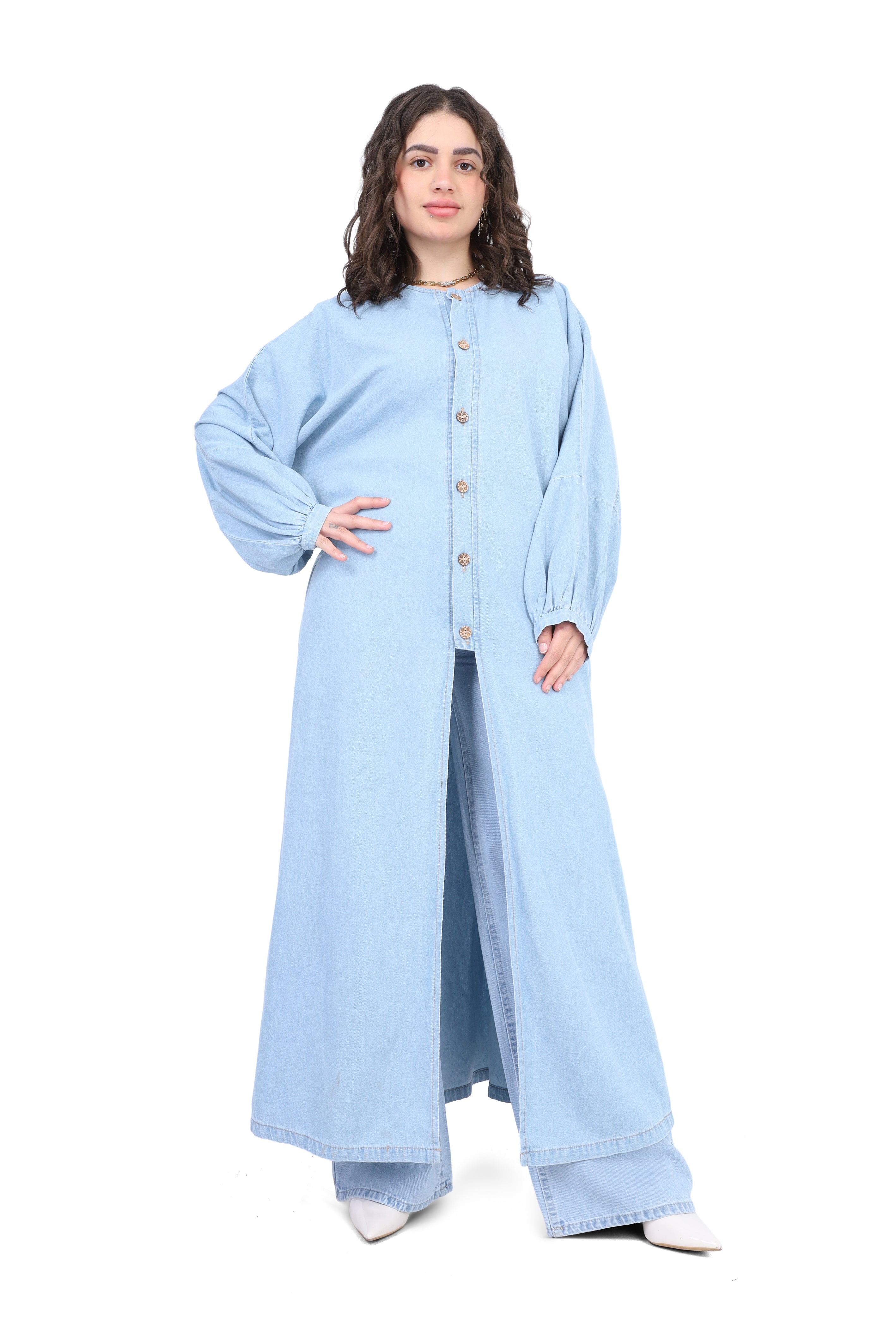 Maxi Denim Dress with Front Buttons 2059J030