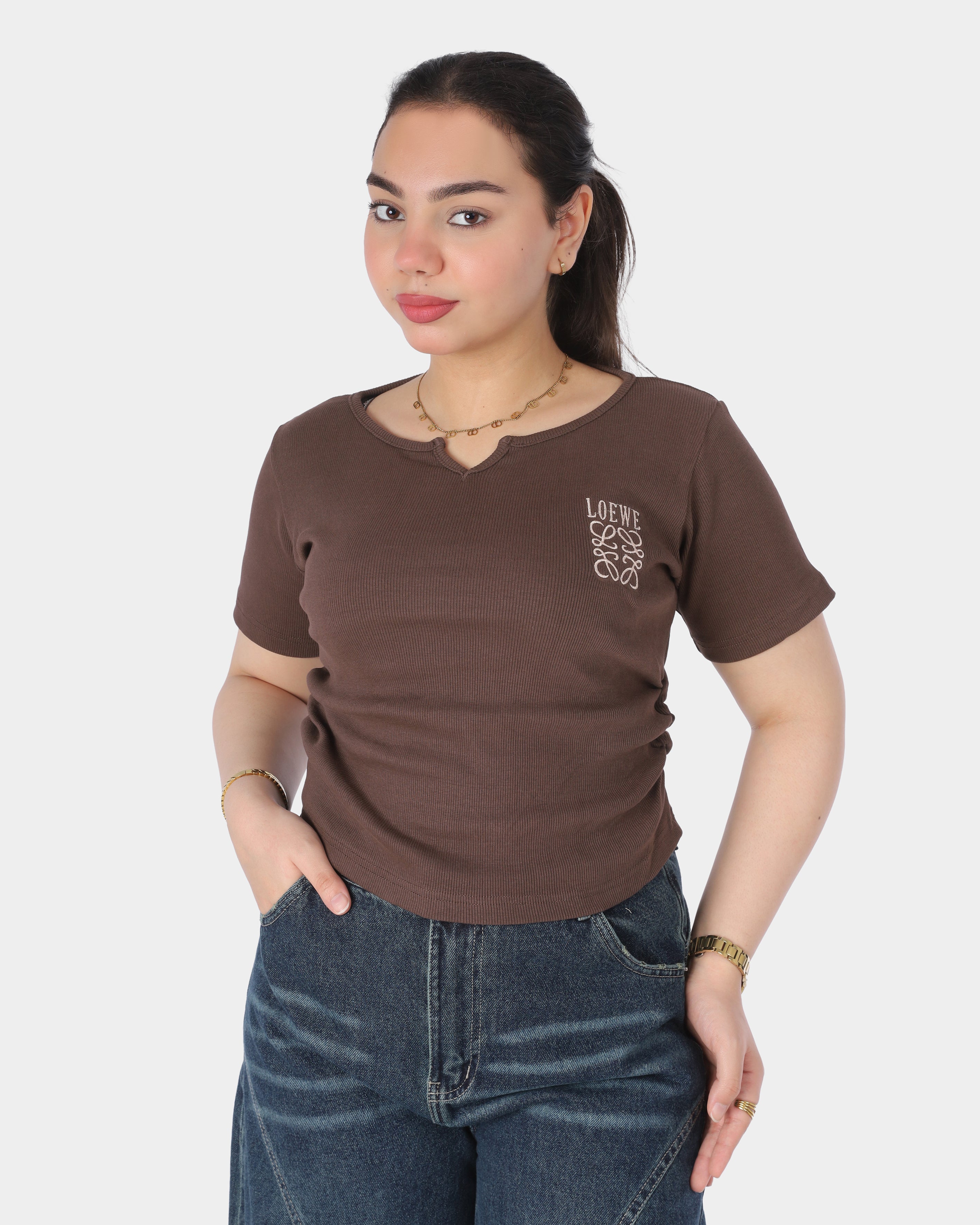 Cropped Half Sleeve Crew Neck Top 2059S318
