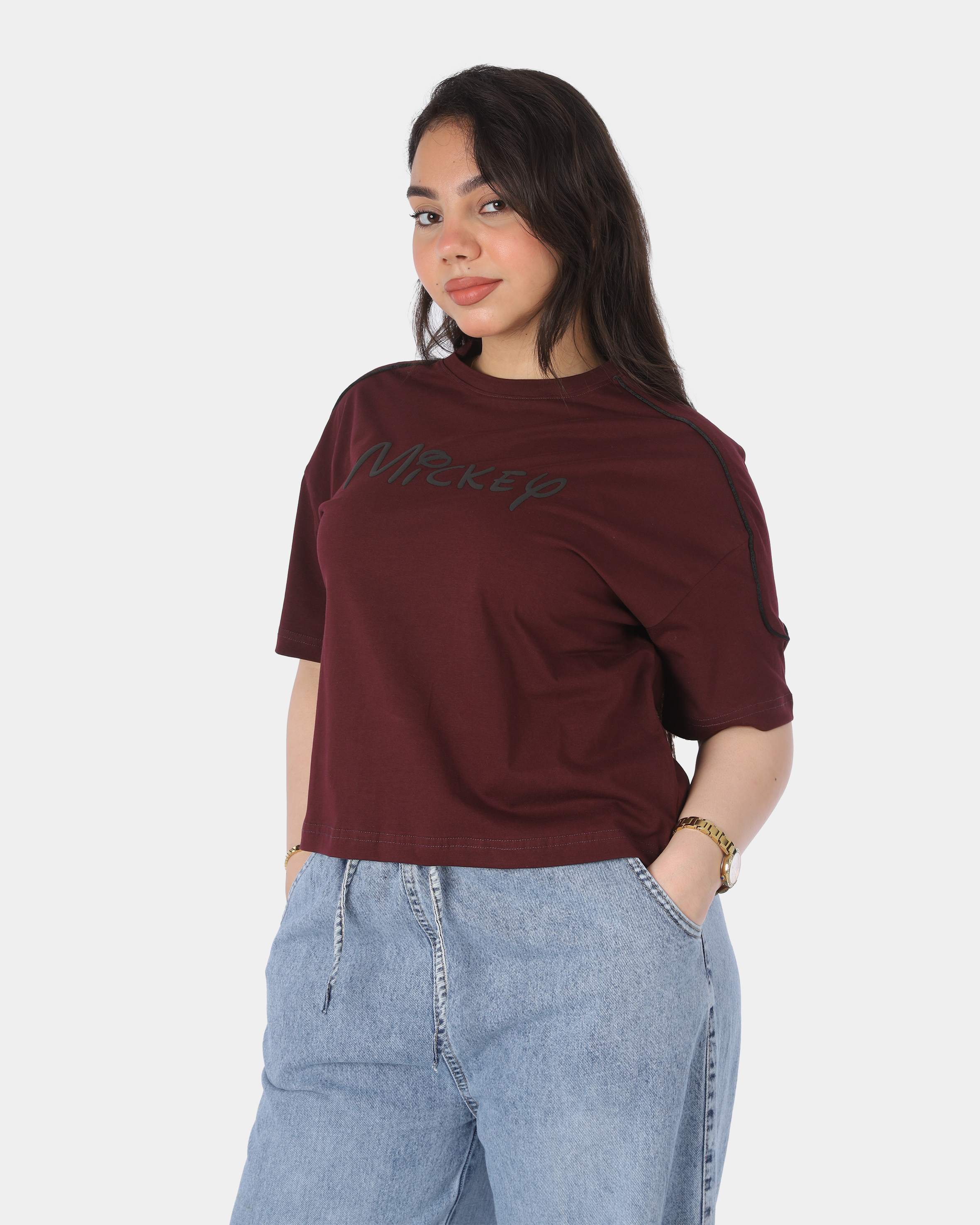 Half Sleeve T-Shirt with Mickey Mouse Back Print 2059S323