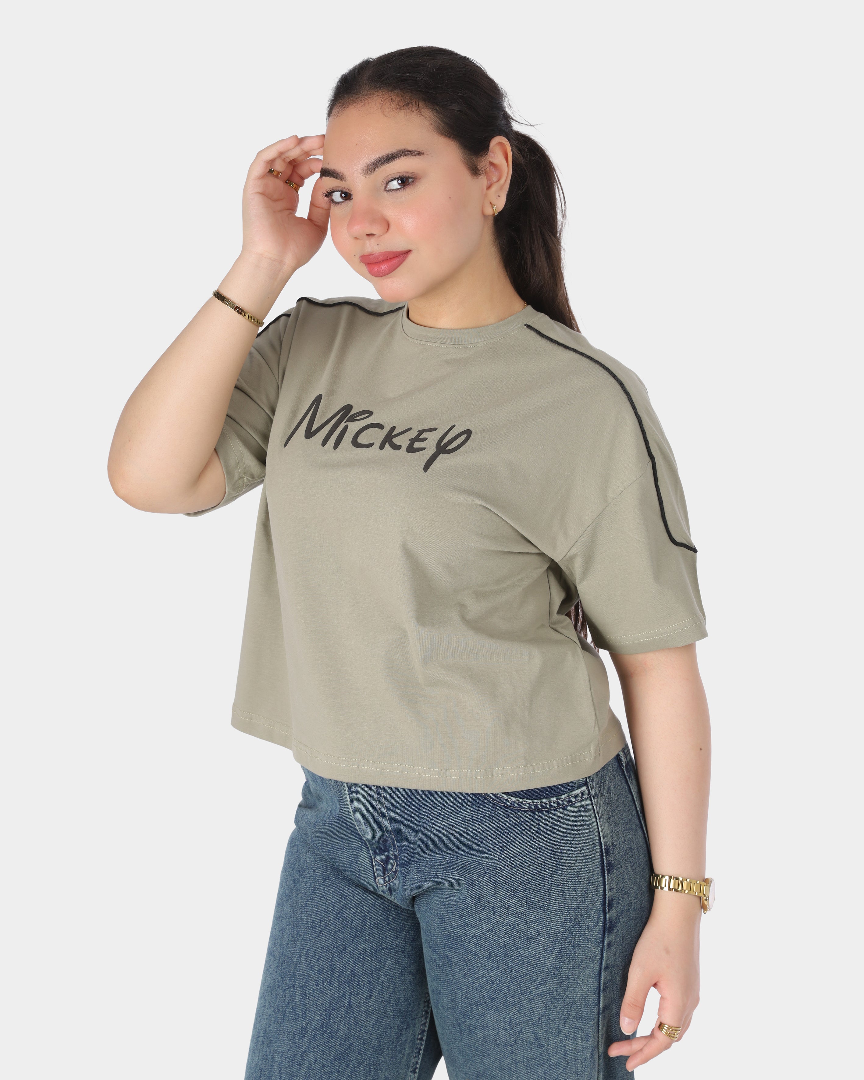 Half Sleeve T-Shirt with Mickey Mouse Back Print 2059S323
